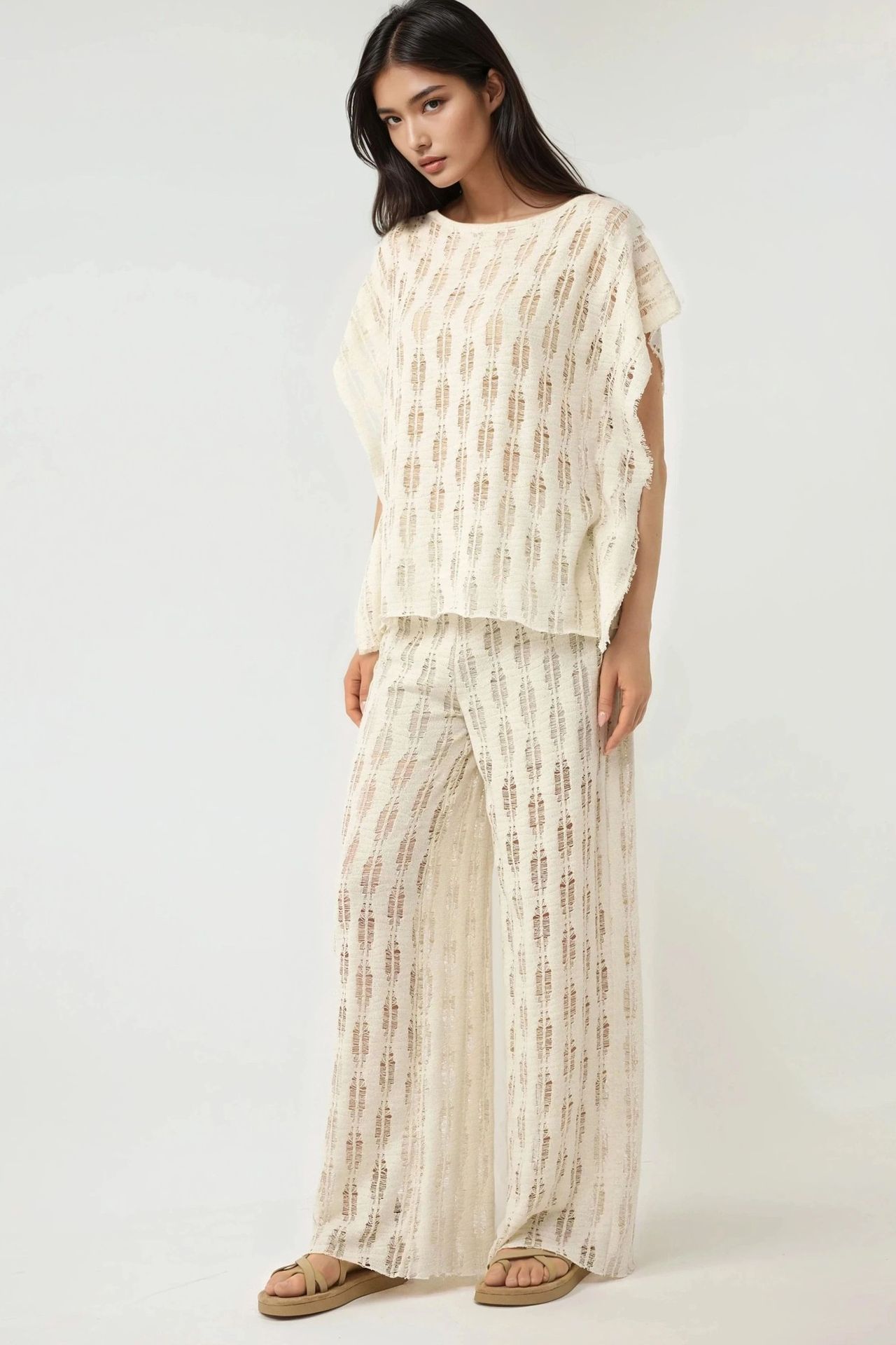 Boat Neck Destroyed Knit Top Pika Collection 4