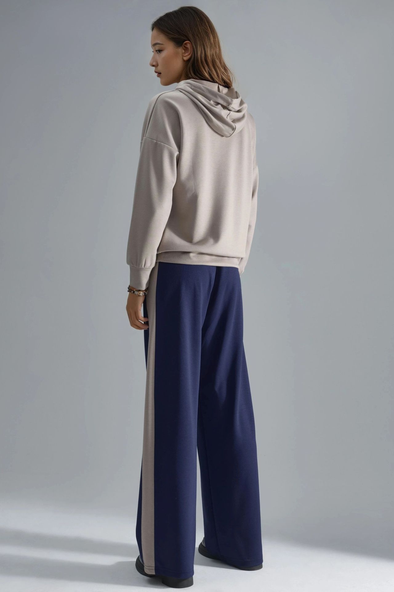 Modal Touch Hooded Embroidered Long Wide Leg Two-Piece Co-ord Set Bersan Collection 3