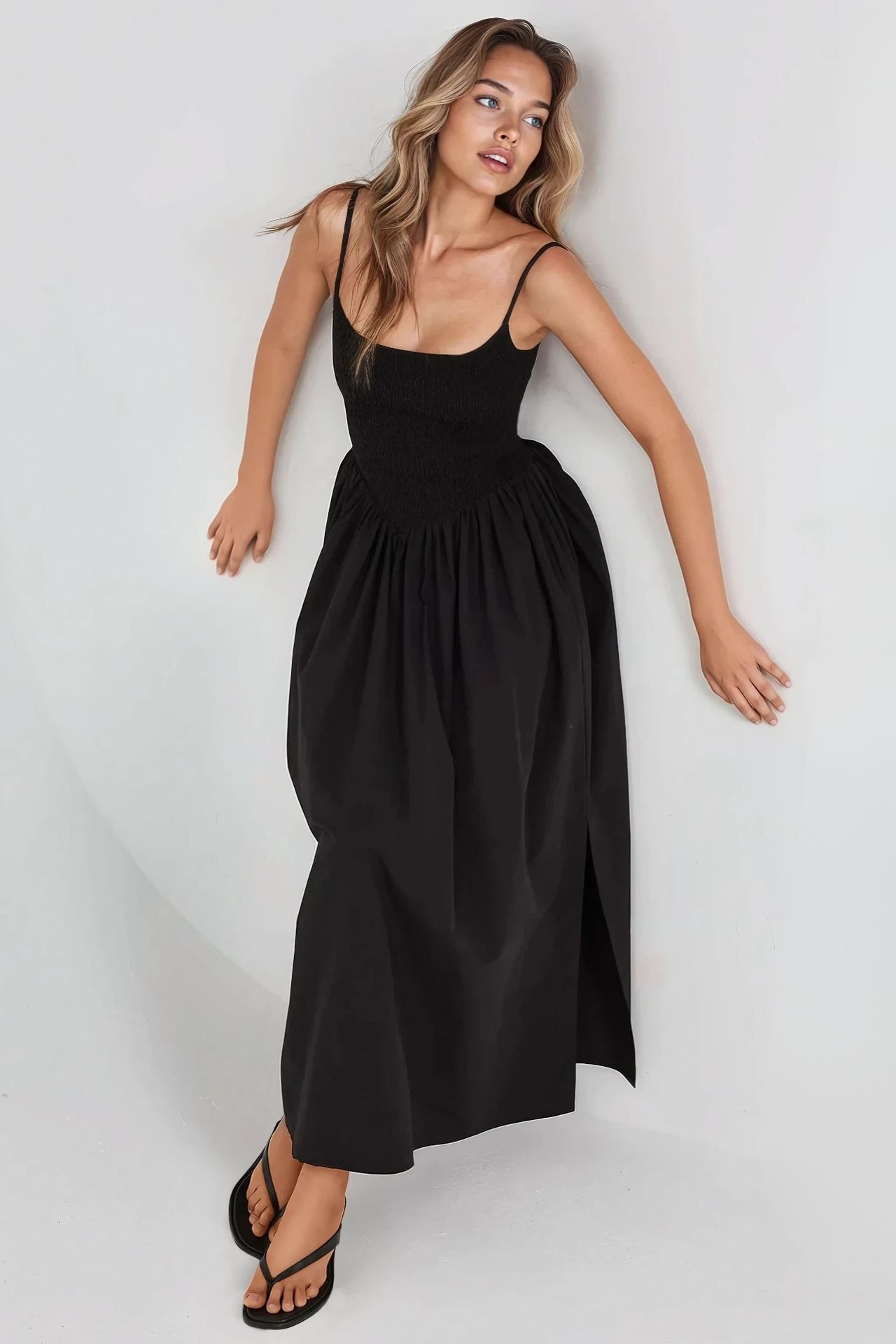 Square Collar A-Form Maxi Dress