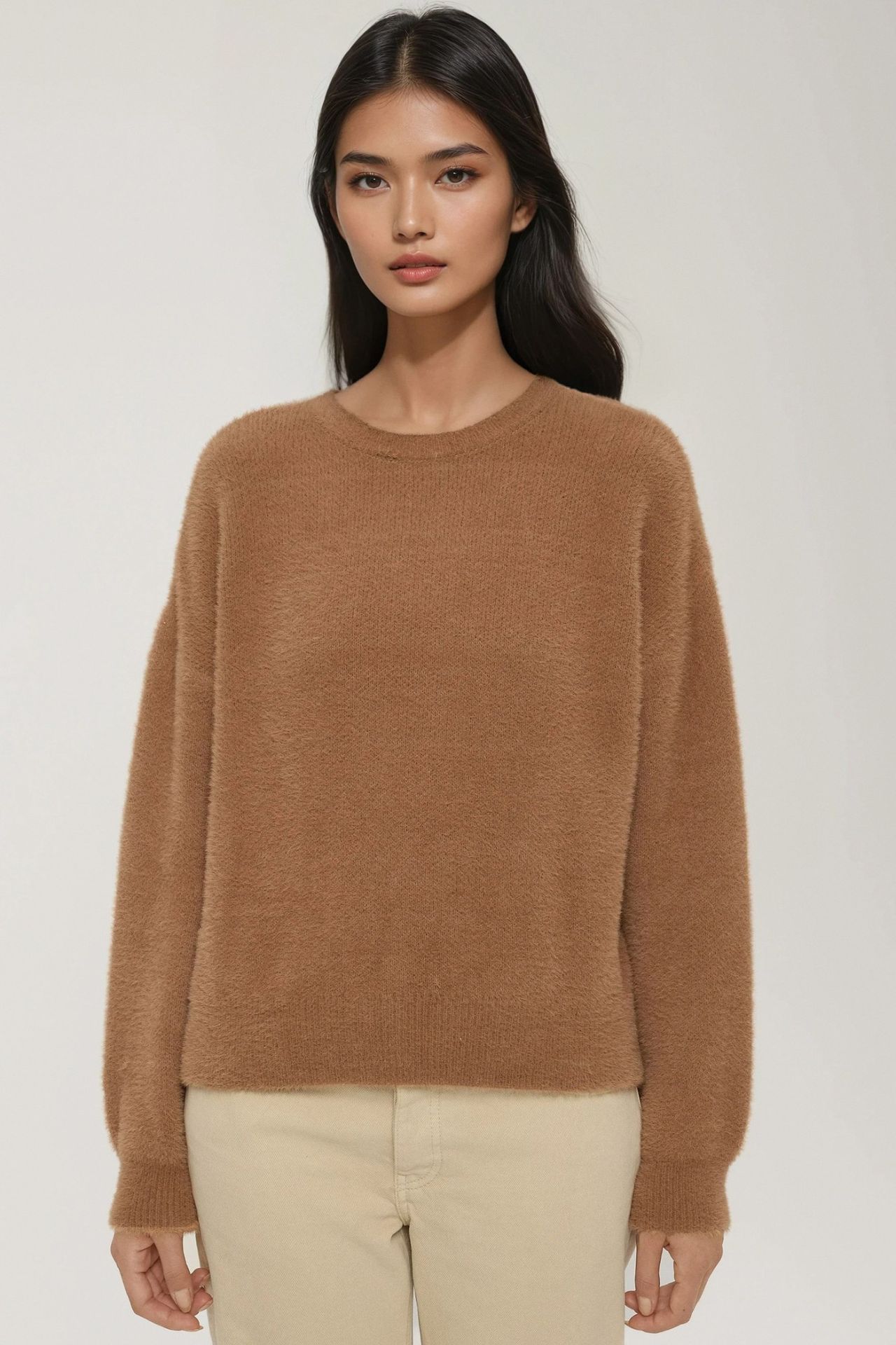 Bearded Crew Neck Ultra Soft Touch Knit Sweater 1