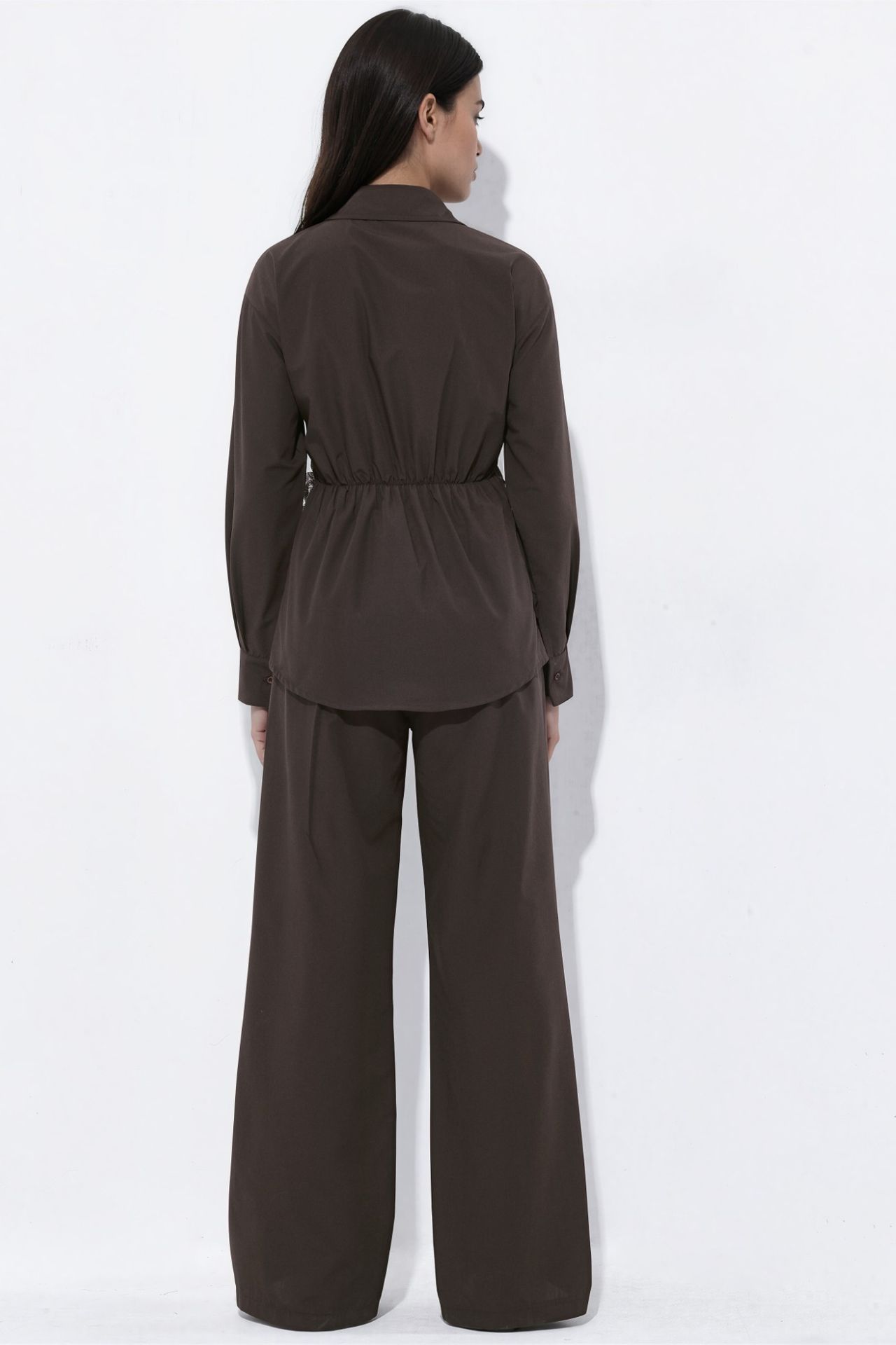 Wrap Collar Shirt and Pants Two-Piece Set 3