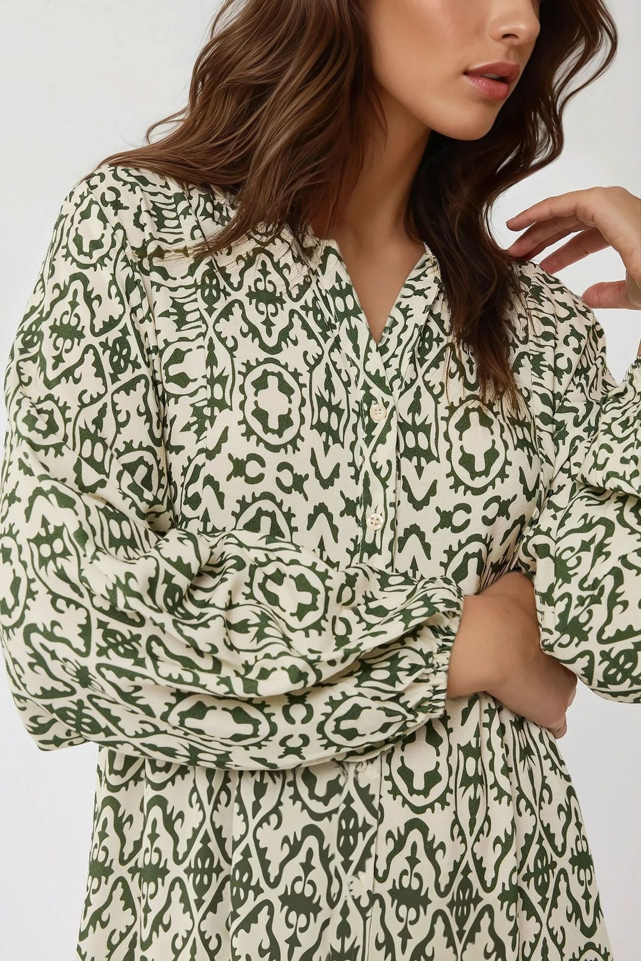 Printed Maxi Dress with Shirt Collar