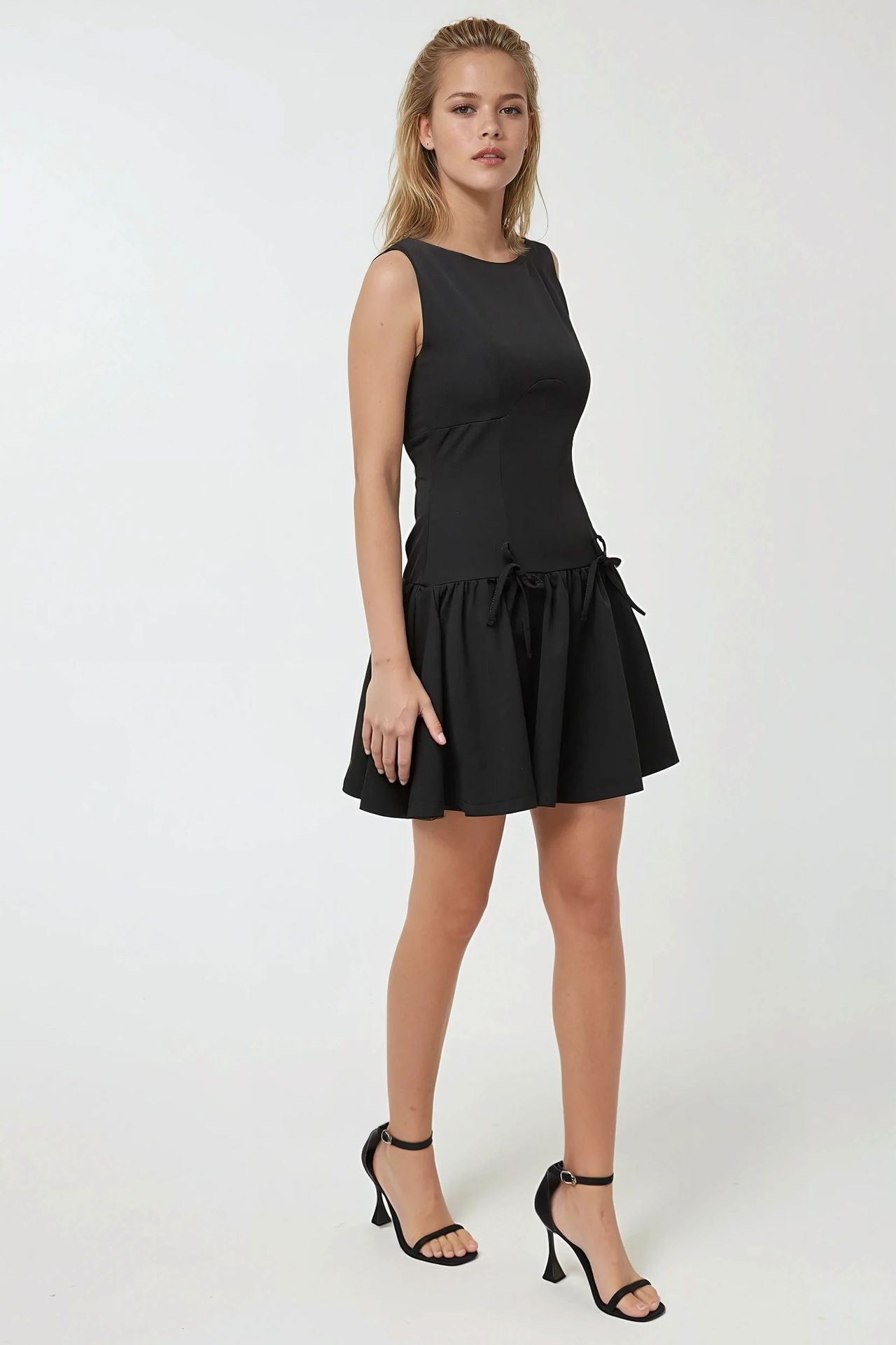 Fitted Mini Dress with Bow Details