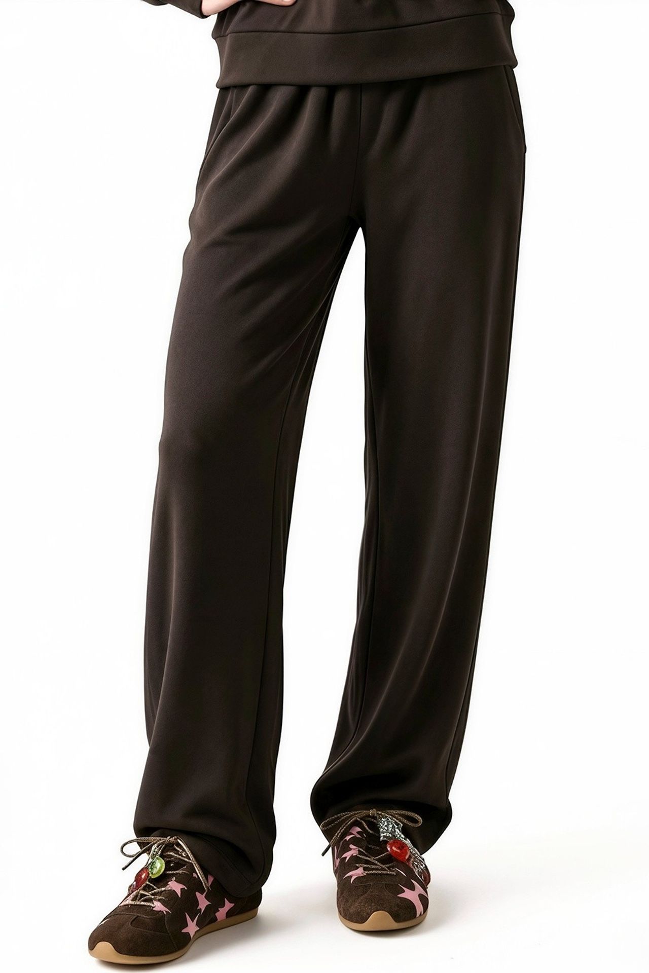Modal Touch Basic Sweatshirt & Wide Leg Pants Two-Piece Coord Set 5