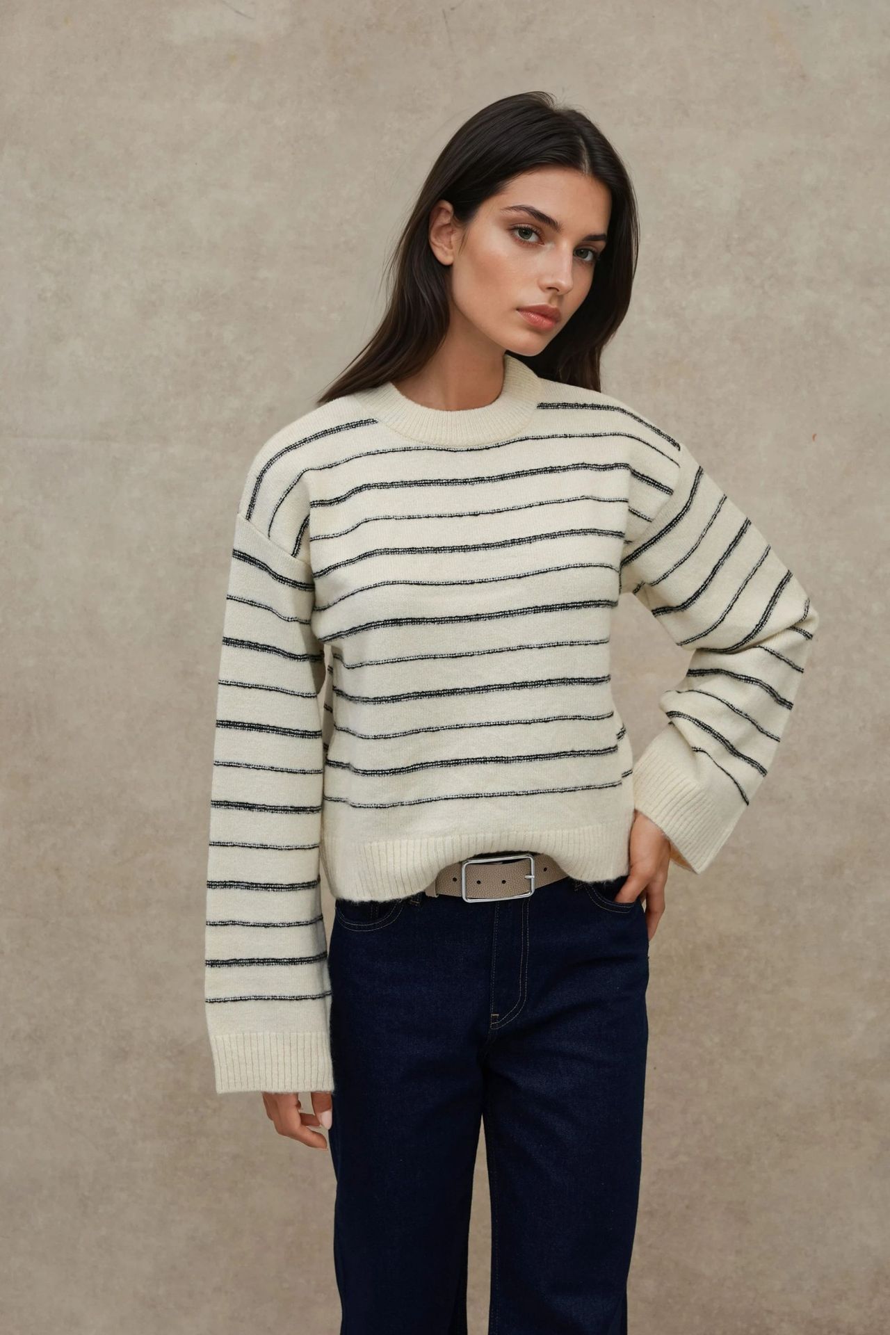 Striped Crew Neck Soft Touch Sweater 2