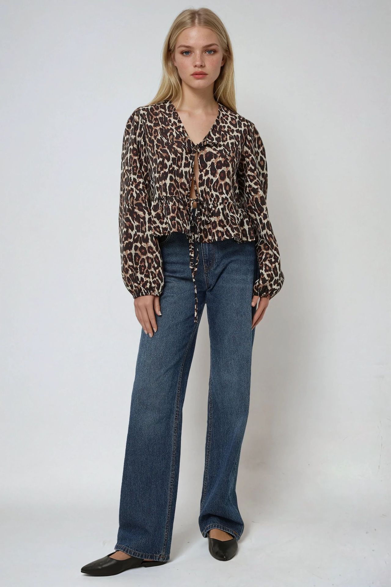 Leopard Print V-Neck Blouse