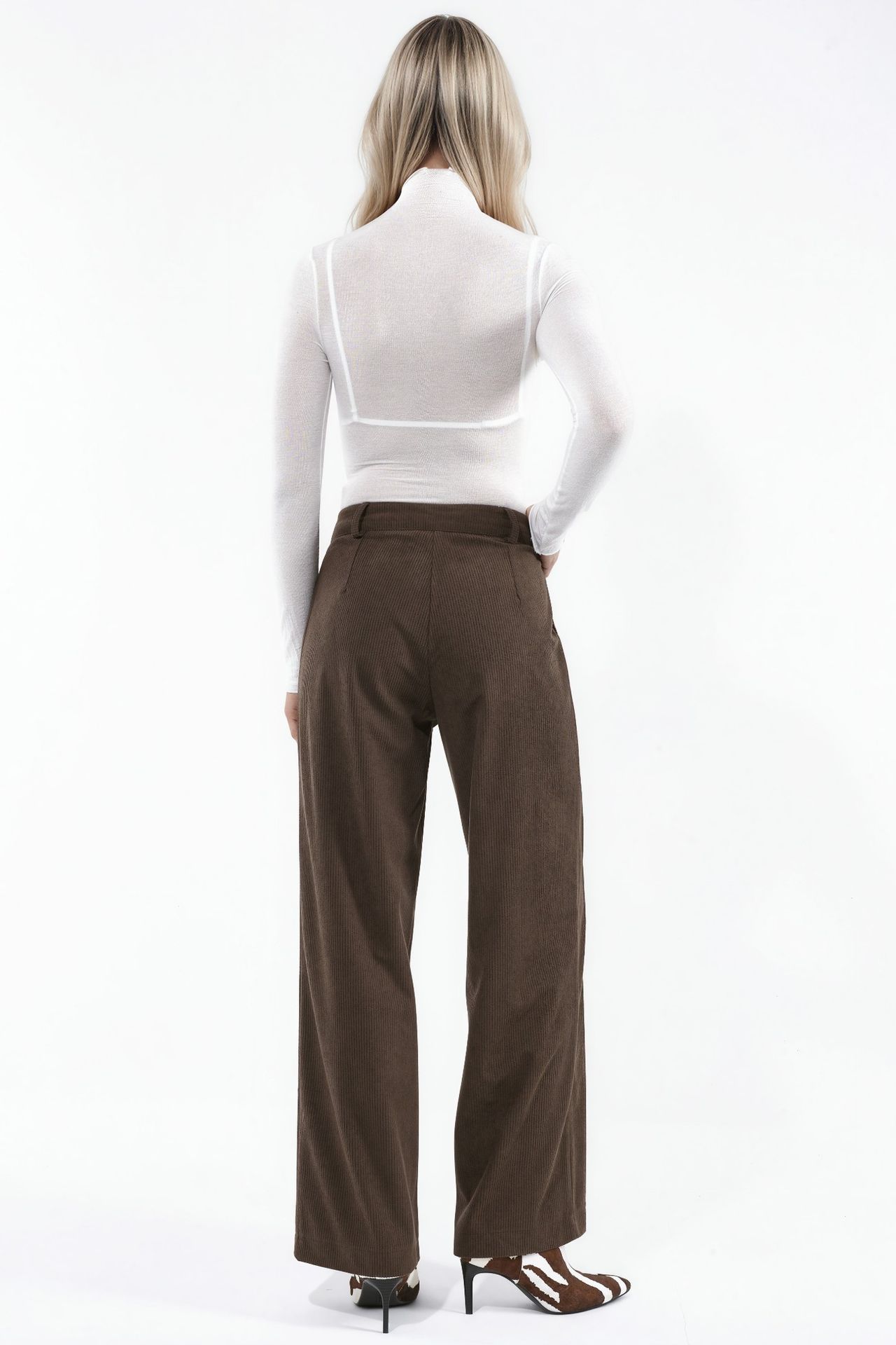High Waist Straight Leg Velvet Pants