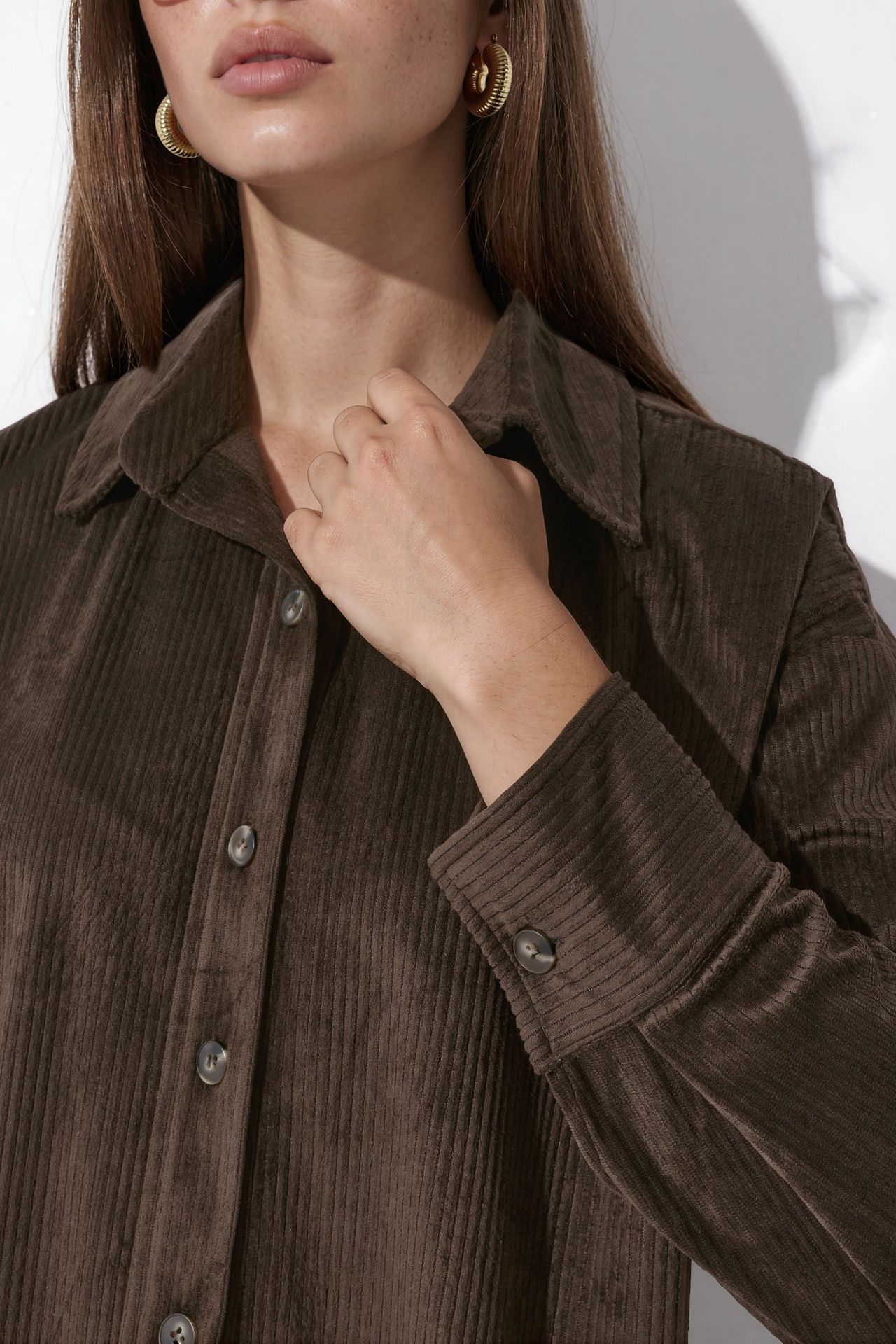 Straight Cut Velvet Shirt 5
