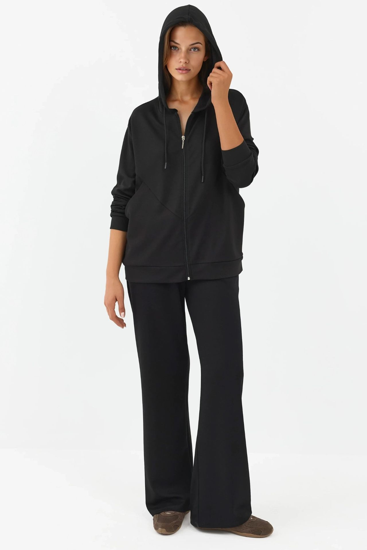Modal Touch Fermuarlı Kapşonlu Sweatshirt 5