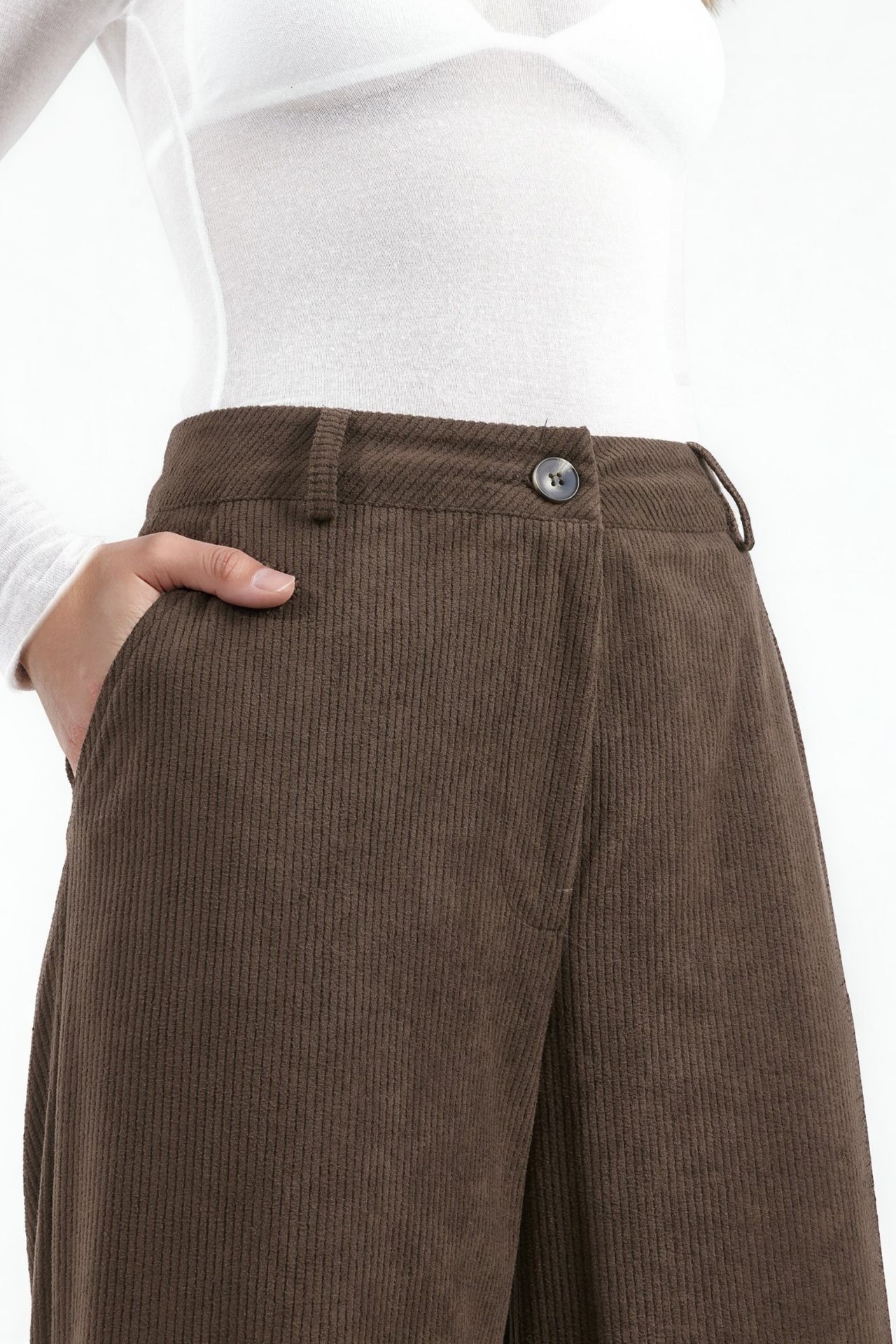 High Waist Straight Leg Velvet Pants