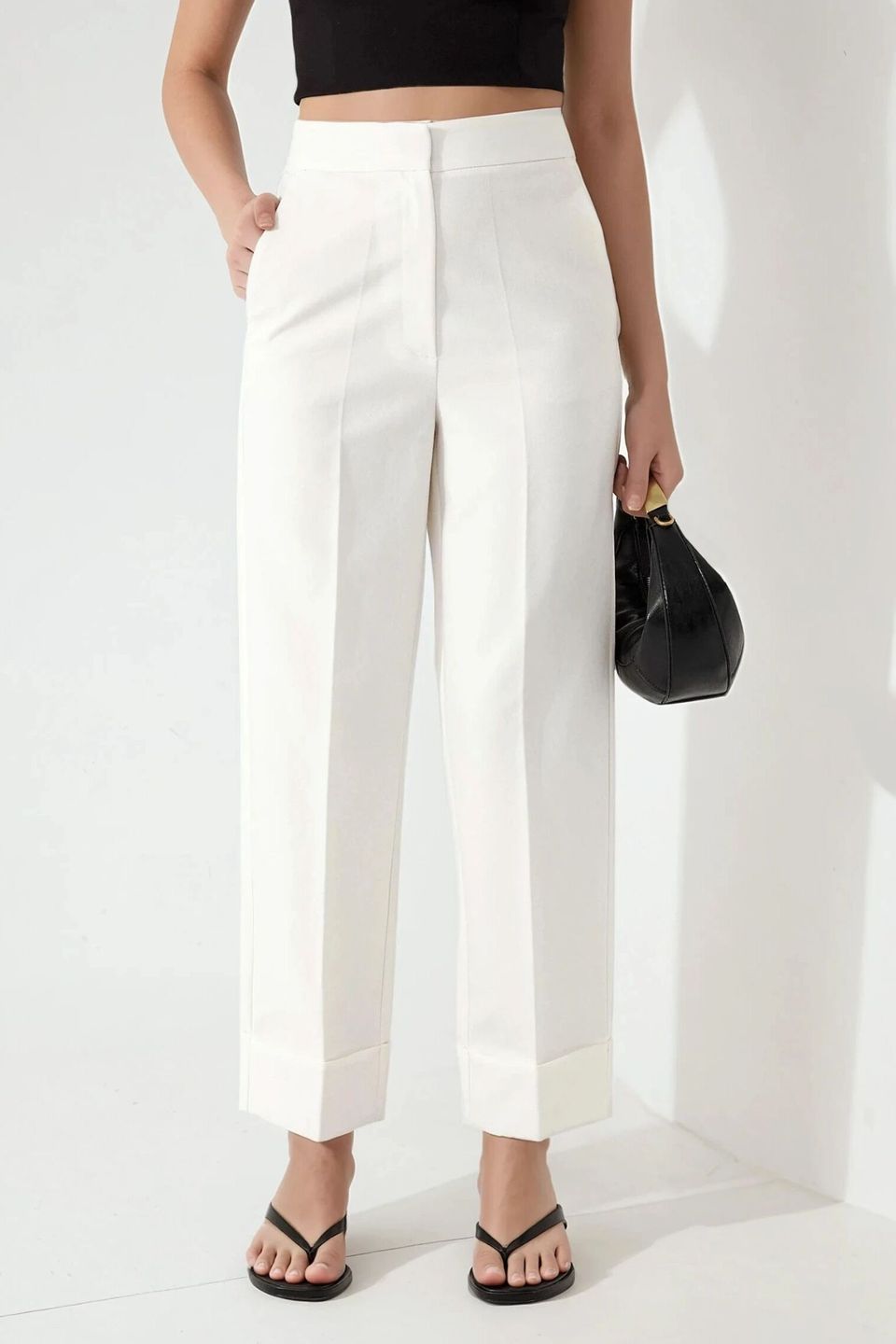 Exclusive Tailored Double Hem Carrot Pants