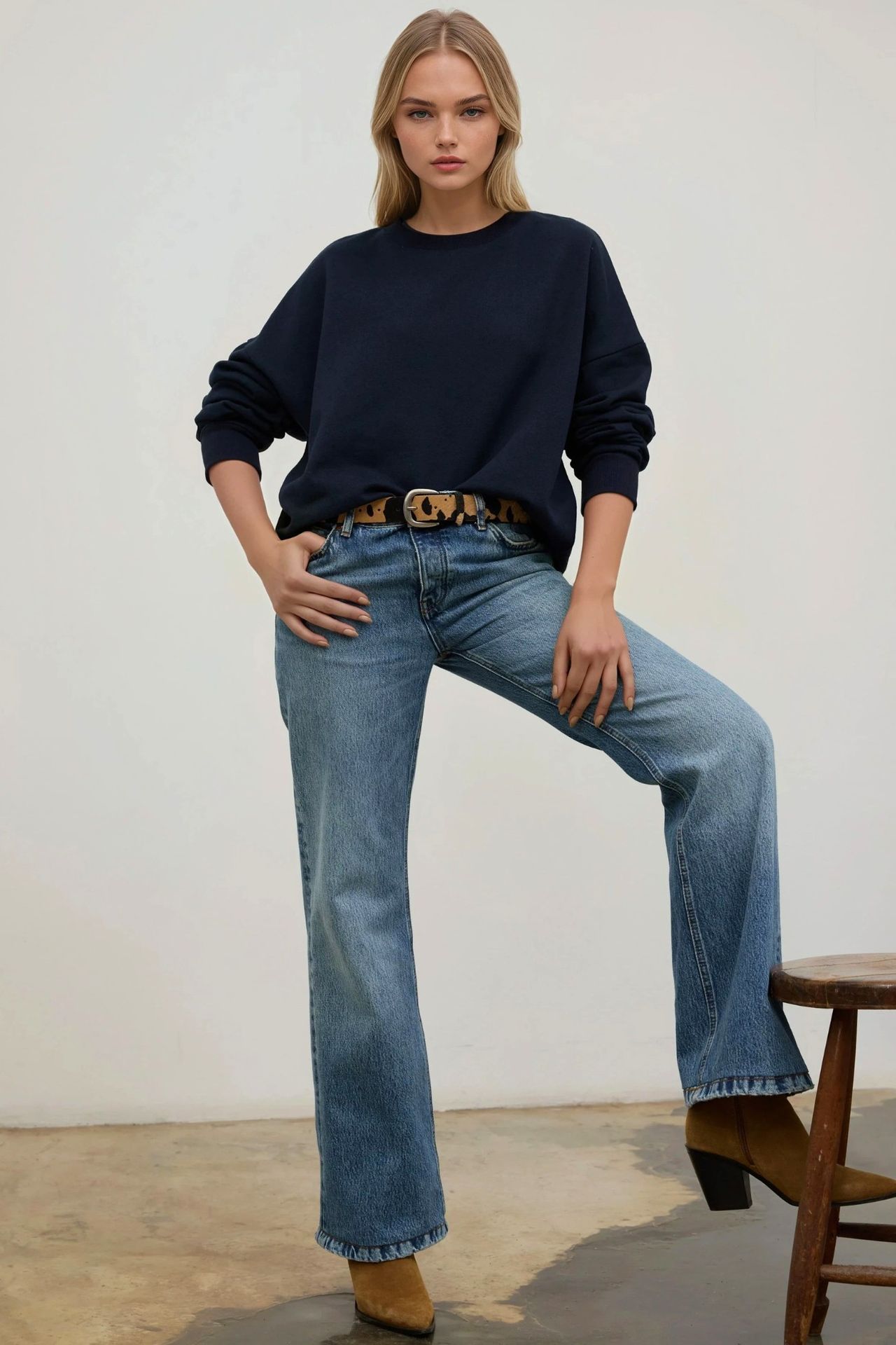 Oversized Crew Neck Basic Sweatshirt