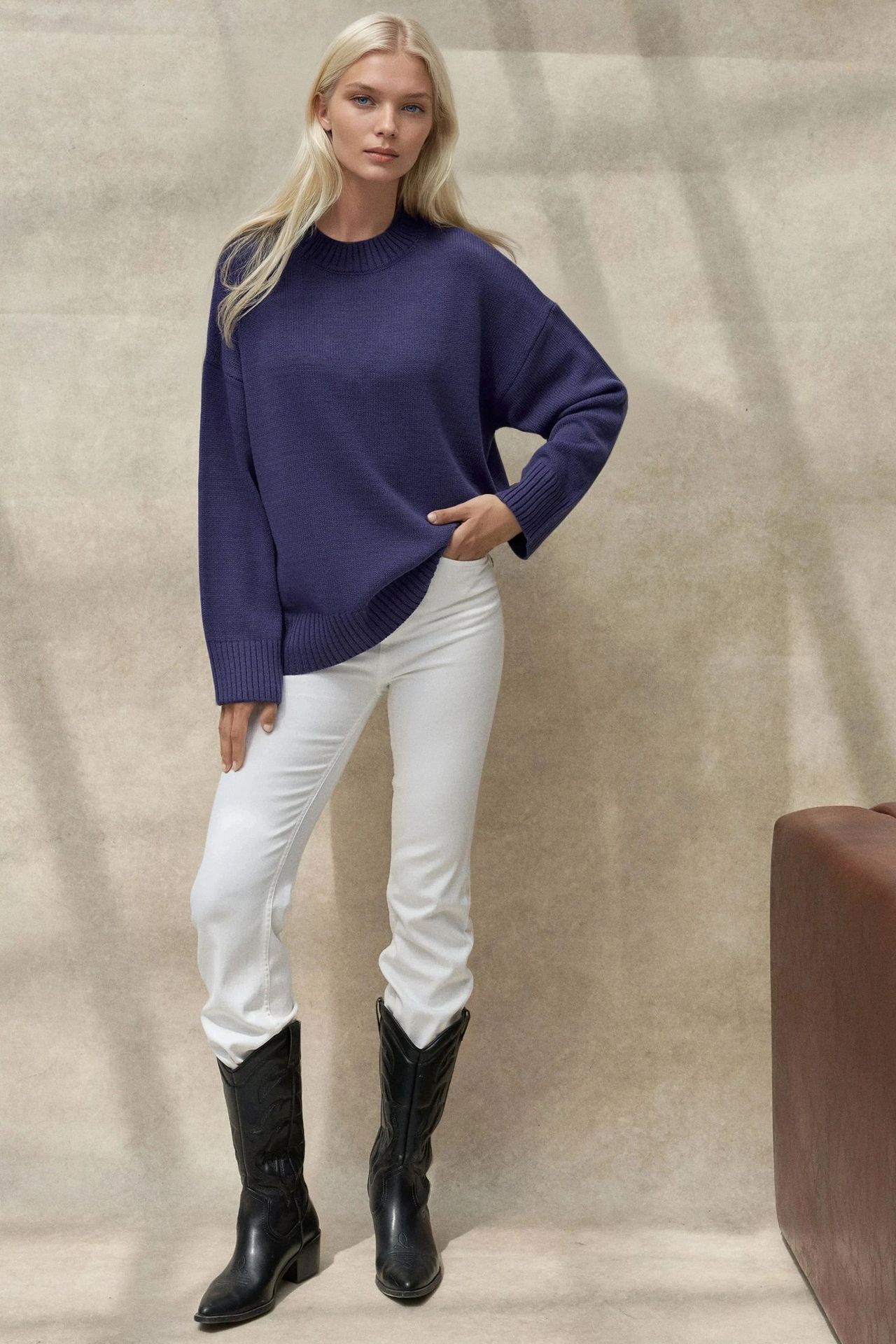 Bisiklet Yaka Relax Fit Yumuşak Triko Kazak 5