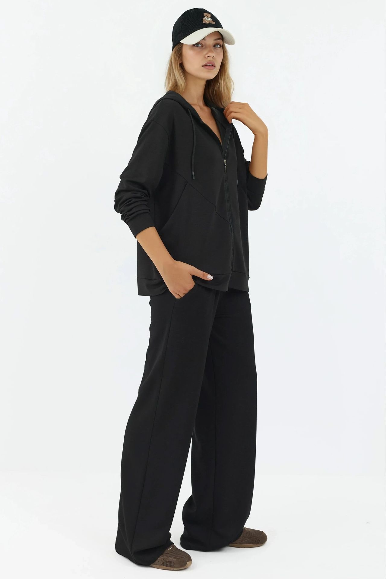 Modal Touch Fermuarlı Kapşonlu Sweatshirt 3