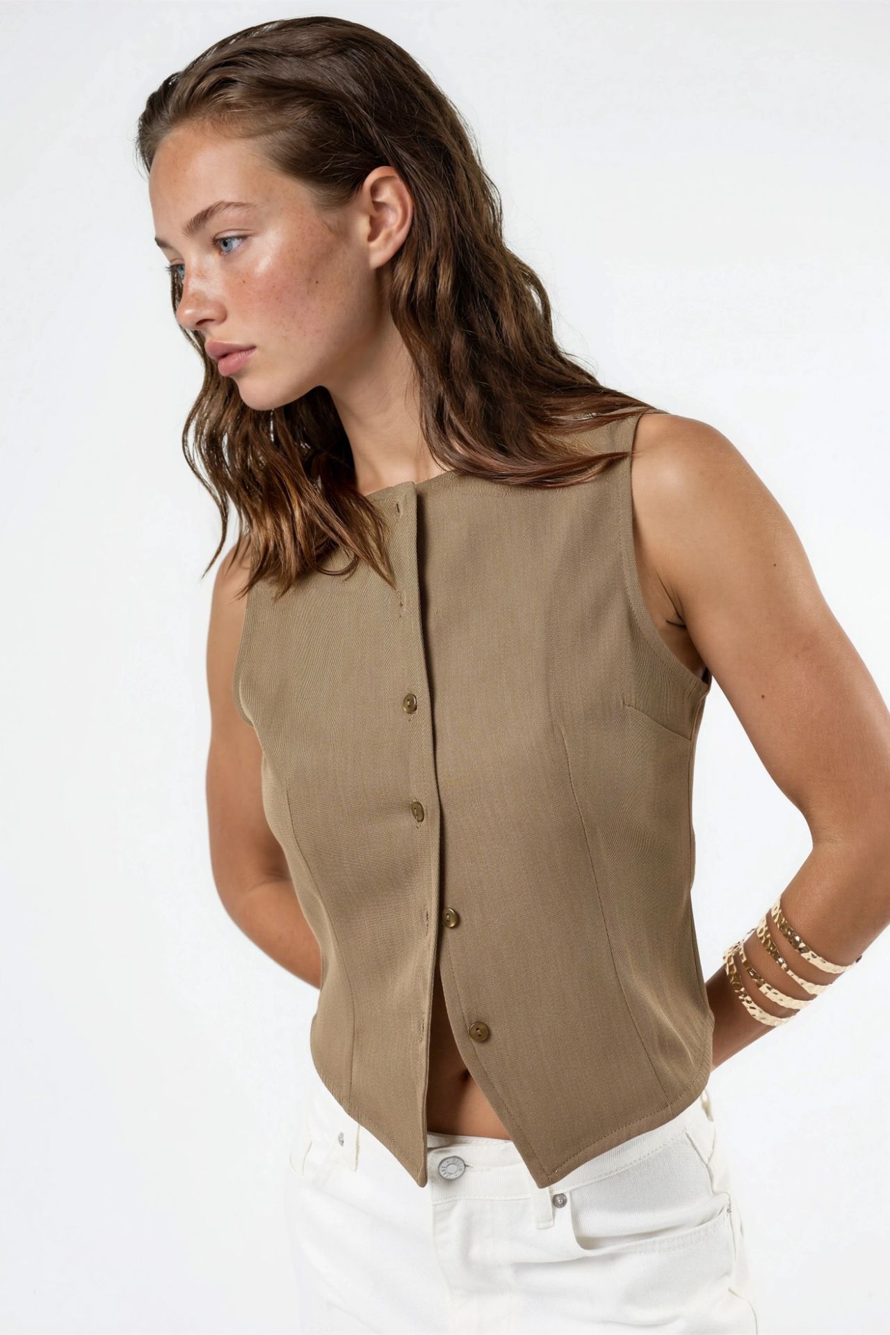 Buttoned Sleeveless Top 2