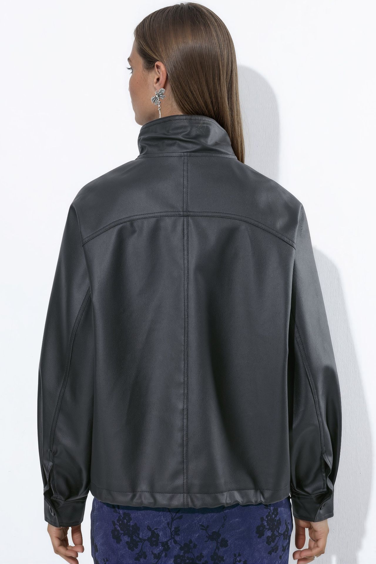 Faux Leather Bomber Jacket 3
