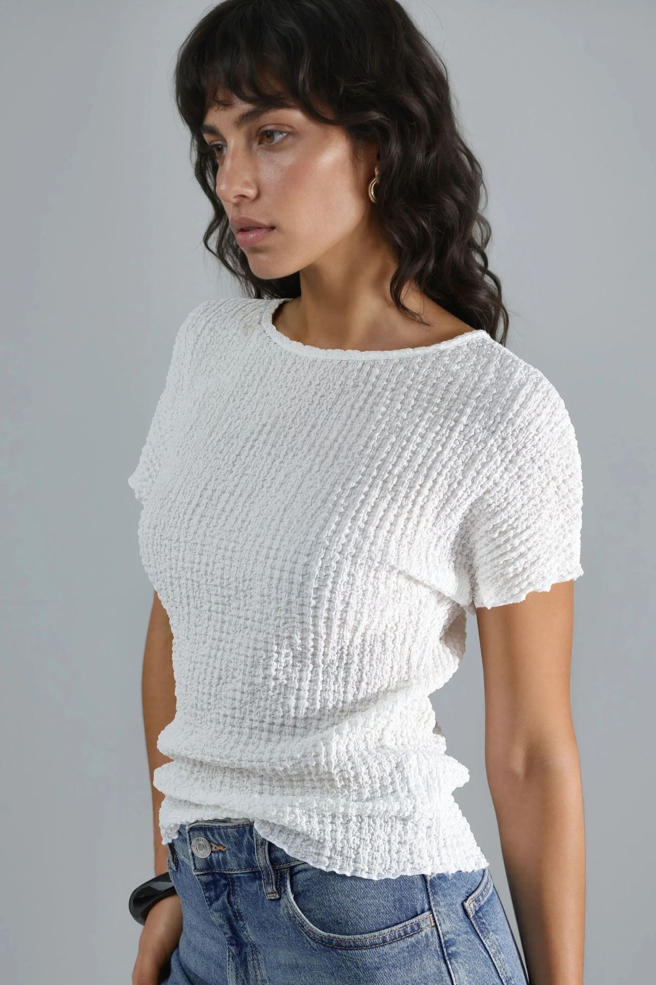 Textured Crew Neck Blouse Ellie Collection 4