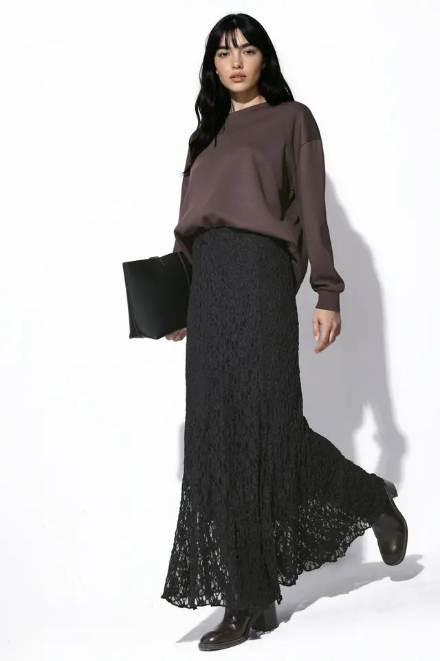 High Waist Lace Maxi Skirt