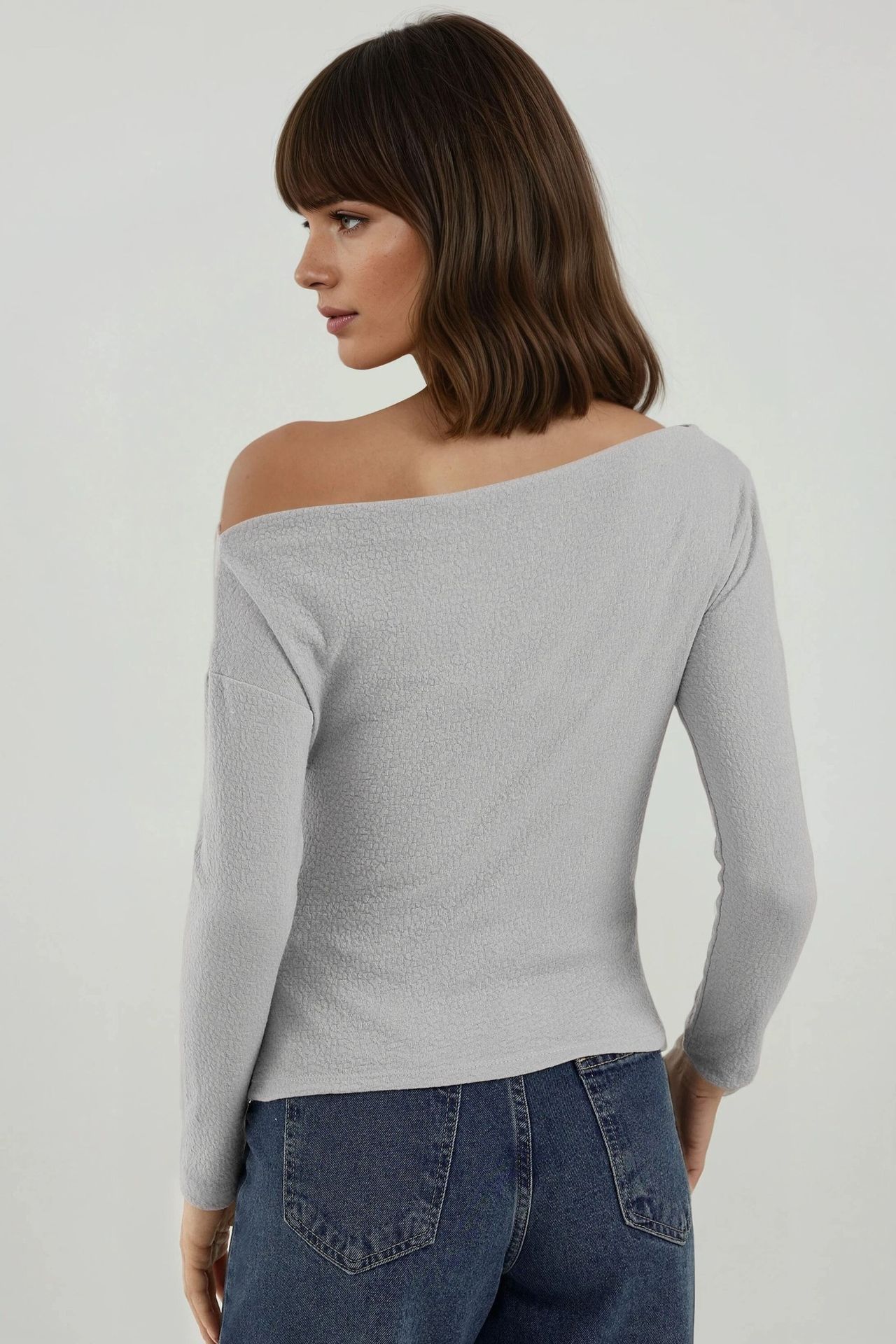 Off-Shoulder Striped Ribbed Long-Sleeve Top 4