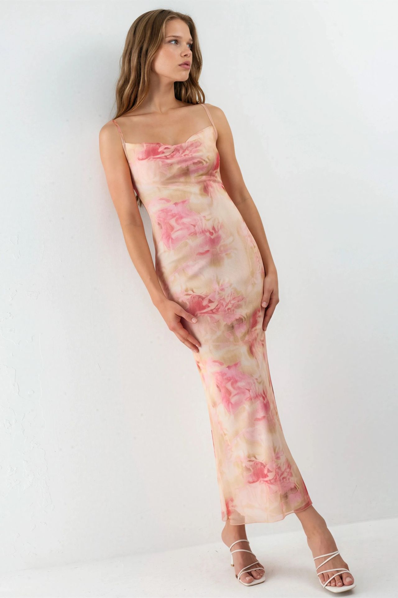 Cowl Neck Patterned Maxi Dress 4