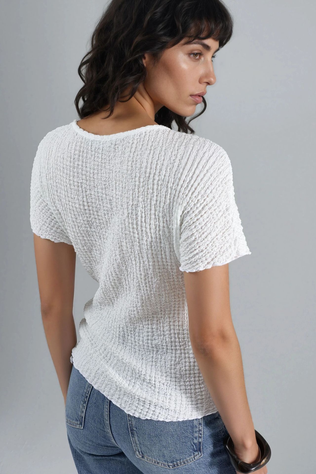 Textured Crew Neck Blouse Ellie Collection 3