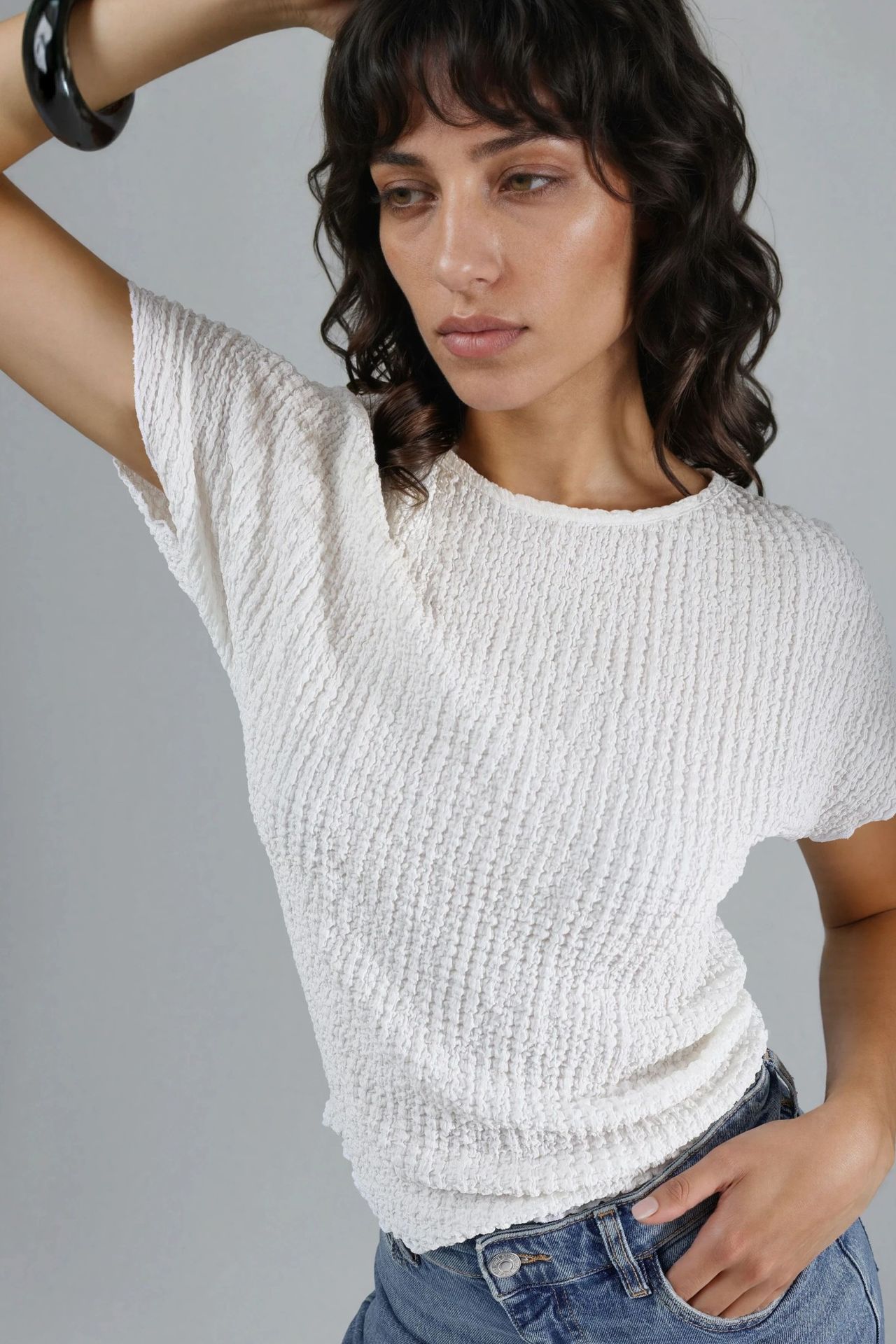 Textured Crew Neck Blouse Ellie Collection 5
