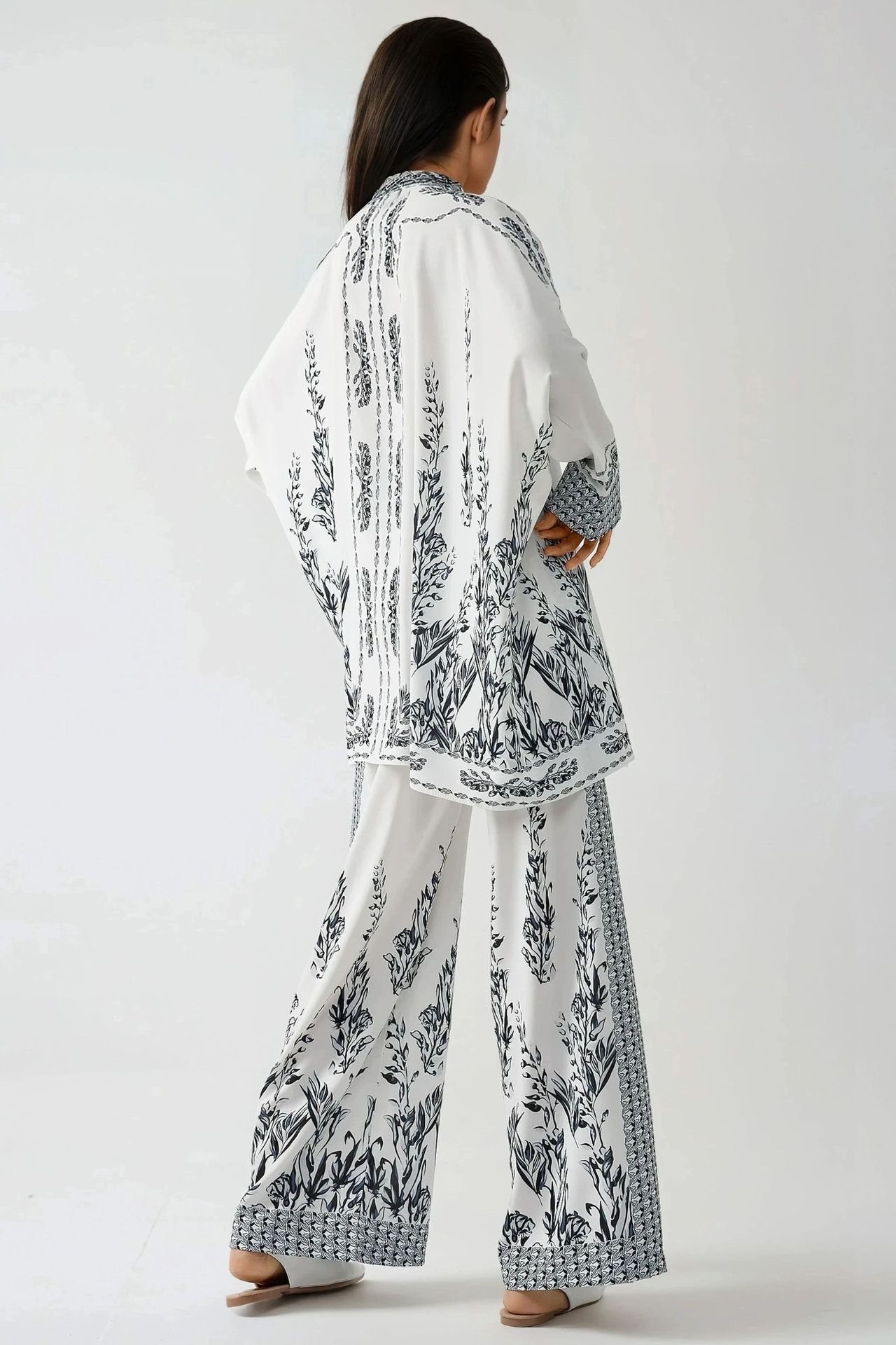 Printed Shrt & High Waist Wide Leg Two-Piece Set
