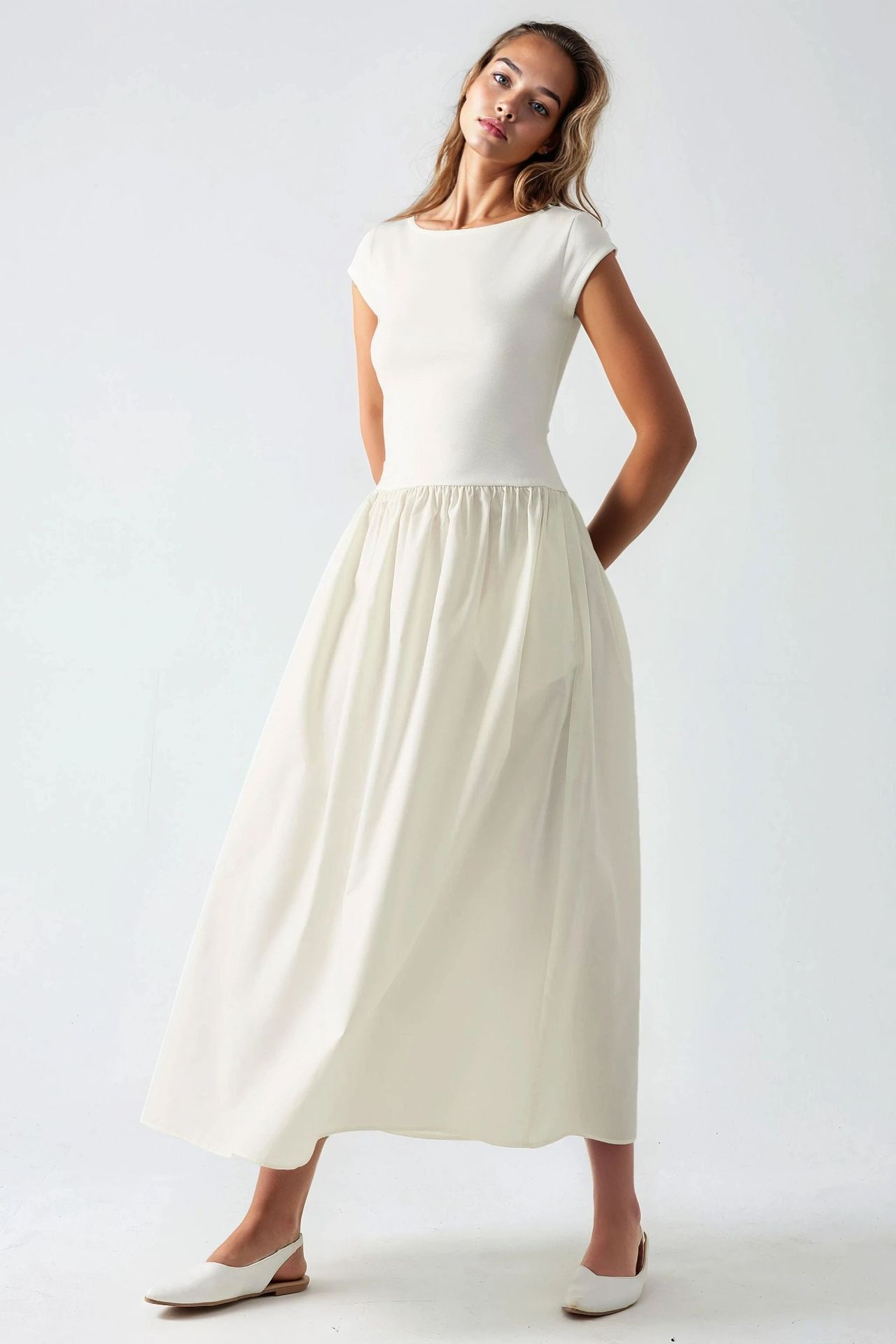 Contrast Midi Dress