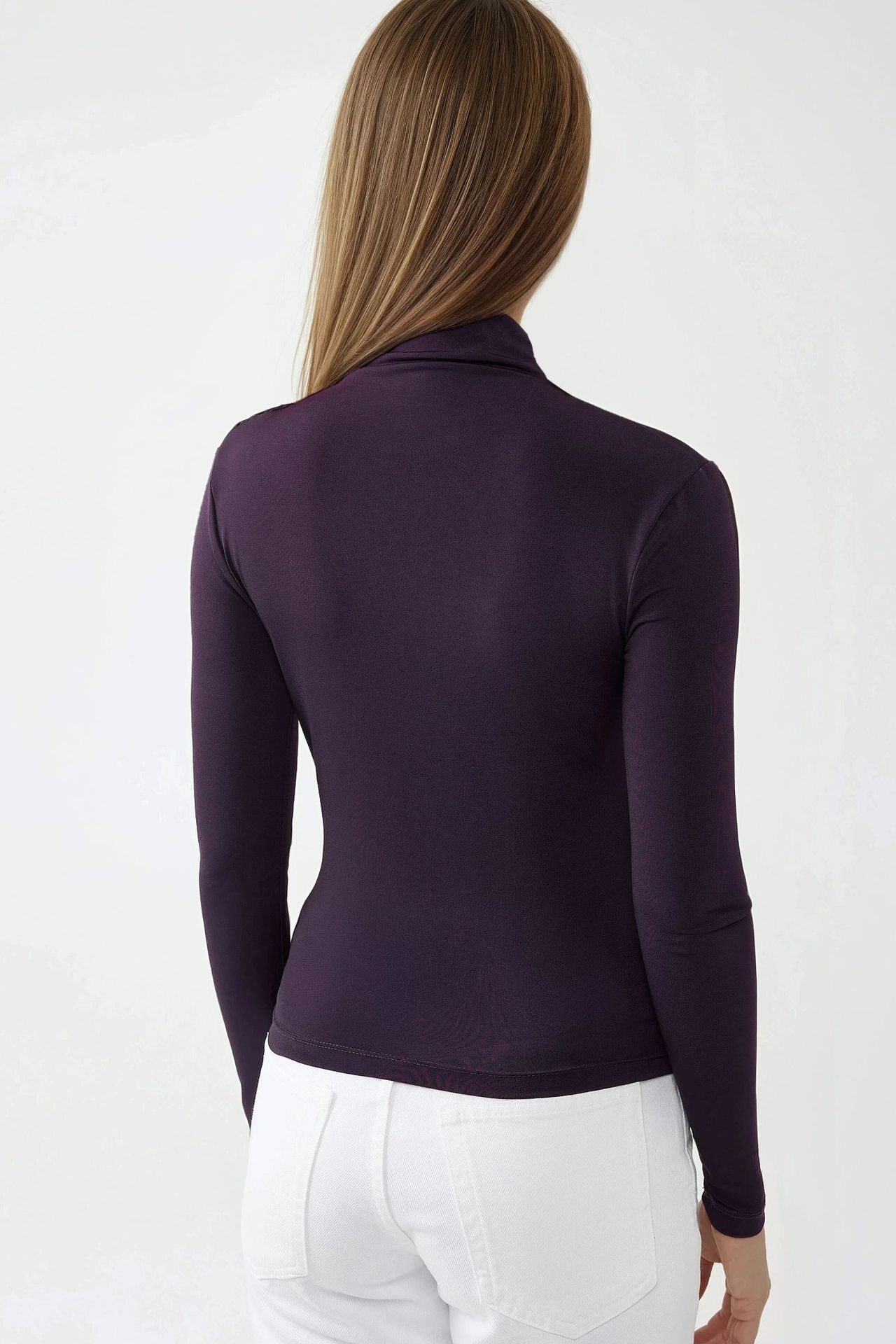 High Collar Drape Detail Blouse 4