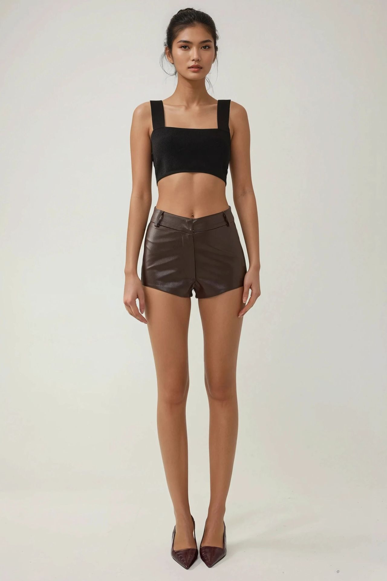 Faux Leather Fitted Hot Shorts