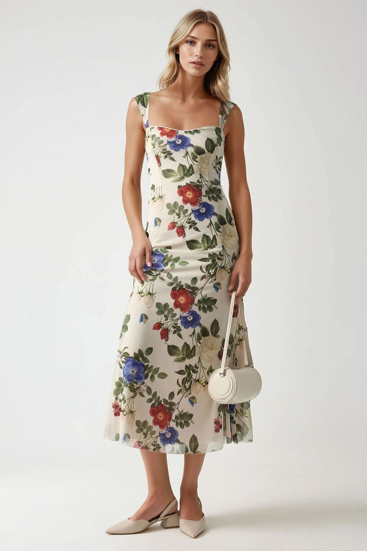 Patterned Maxi Dress with Heart Collar