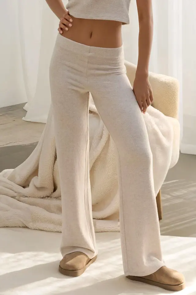 Elastic Waist Soft Textured Knitted Pants