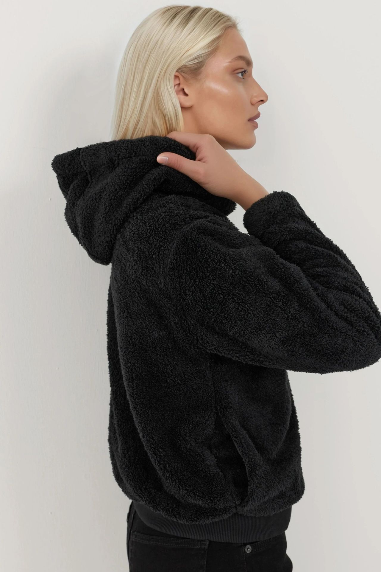 Textured Full Zip Hooded Fleece Jacket 5