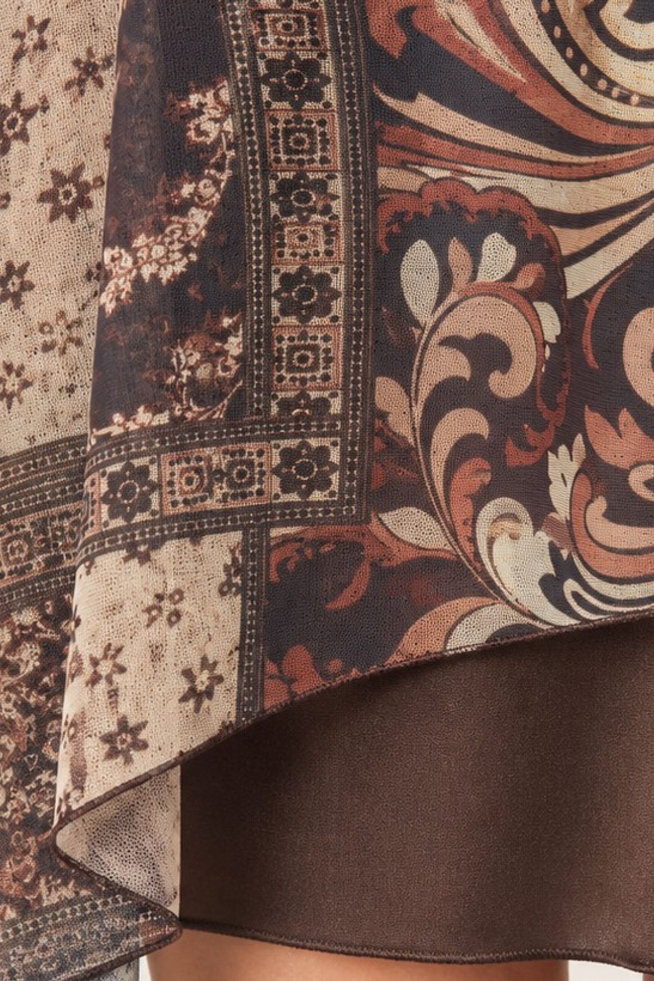 Ethnic Print Low Waist Asymmetric Midi Skirt 4