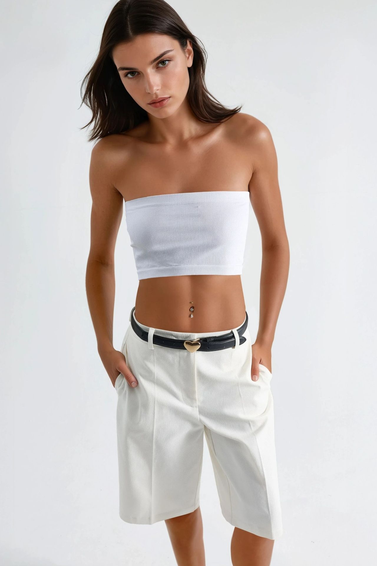 Straight Fit Bermuda Shorts (w/out Belt) 2
