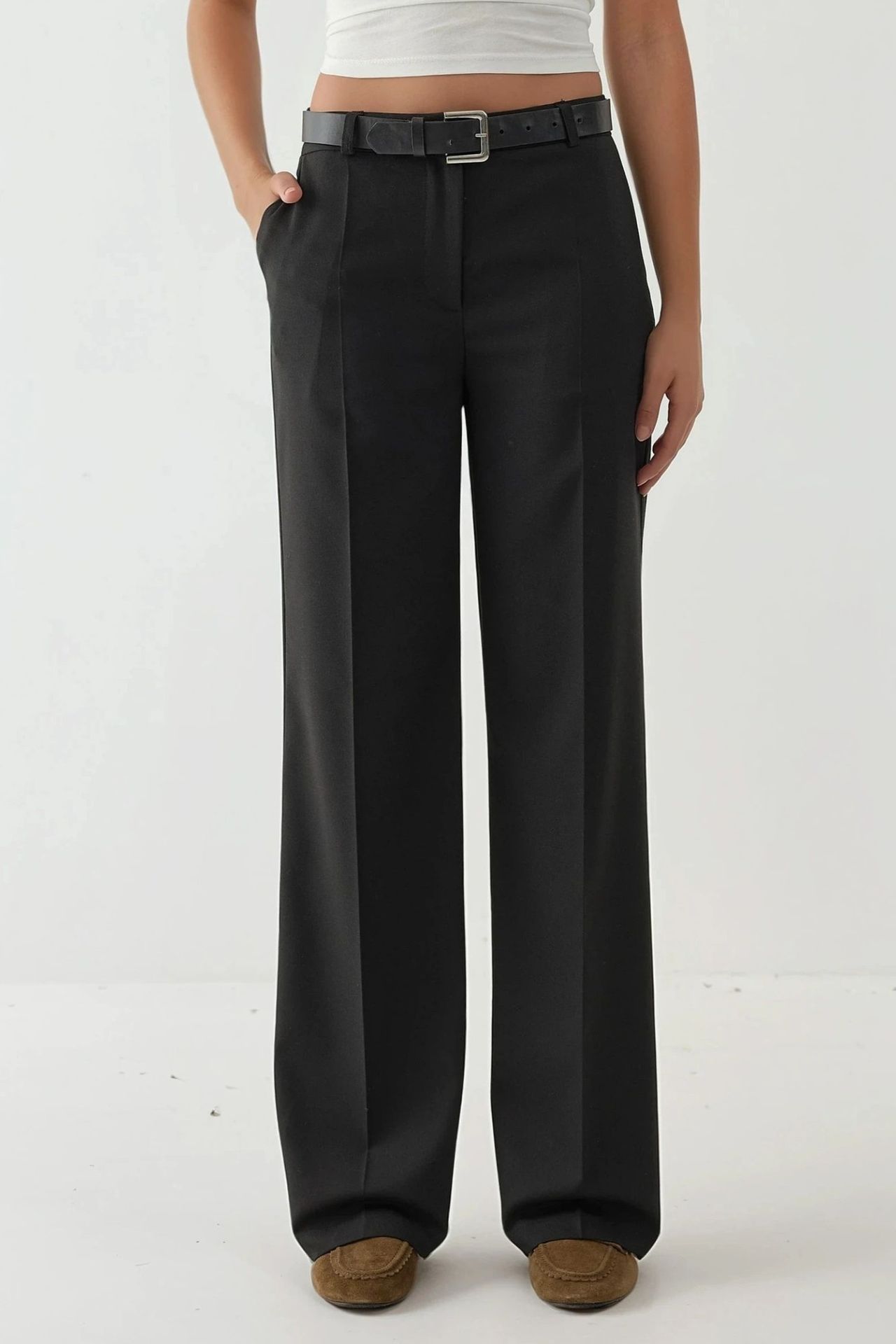 Viscose Blend Straight Leg Pants 1