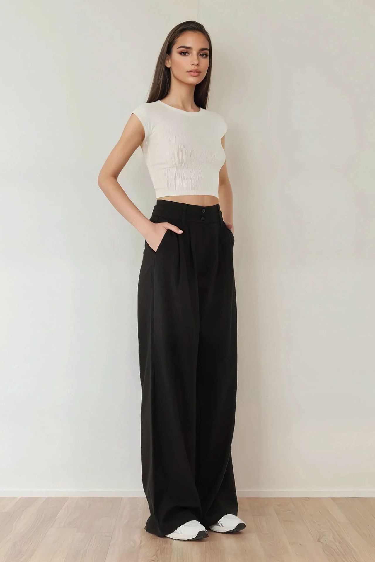 High Waist Pleated Palazzo Pants