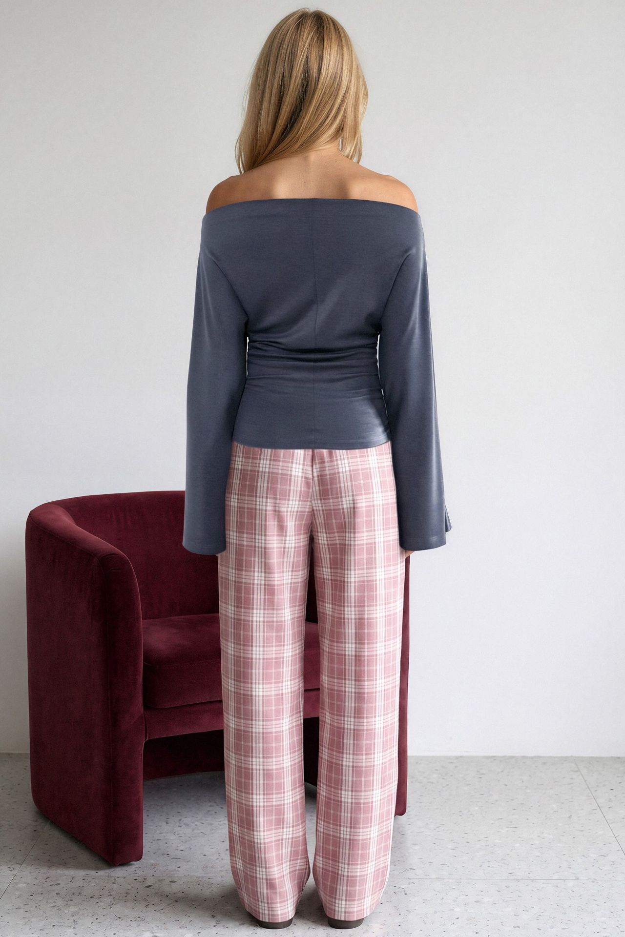 Boat Neck Batwing Sleeve Viscose Rib Knit Blouse 4