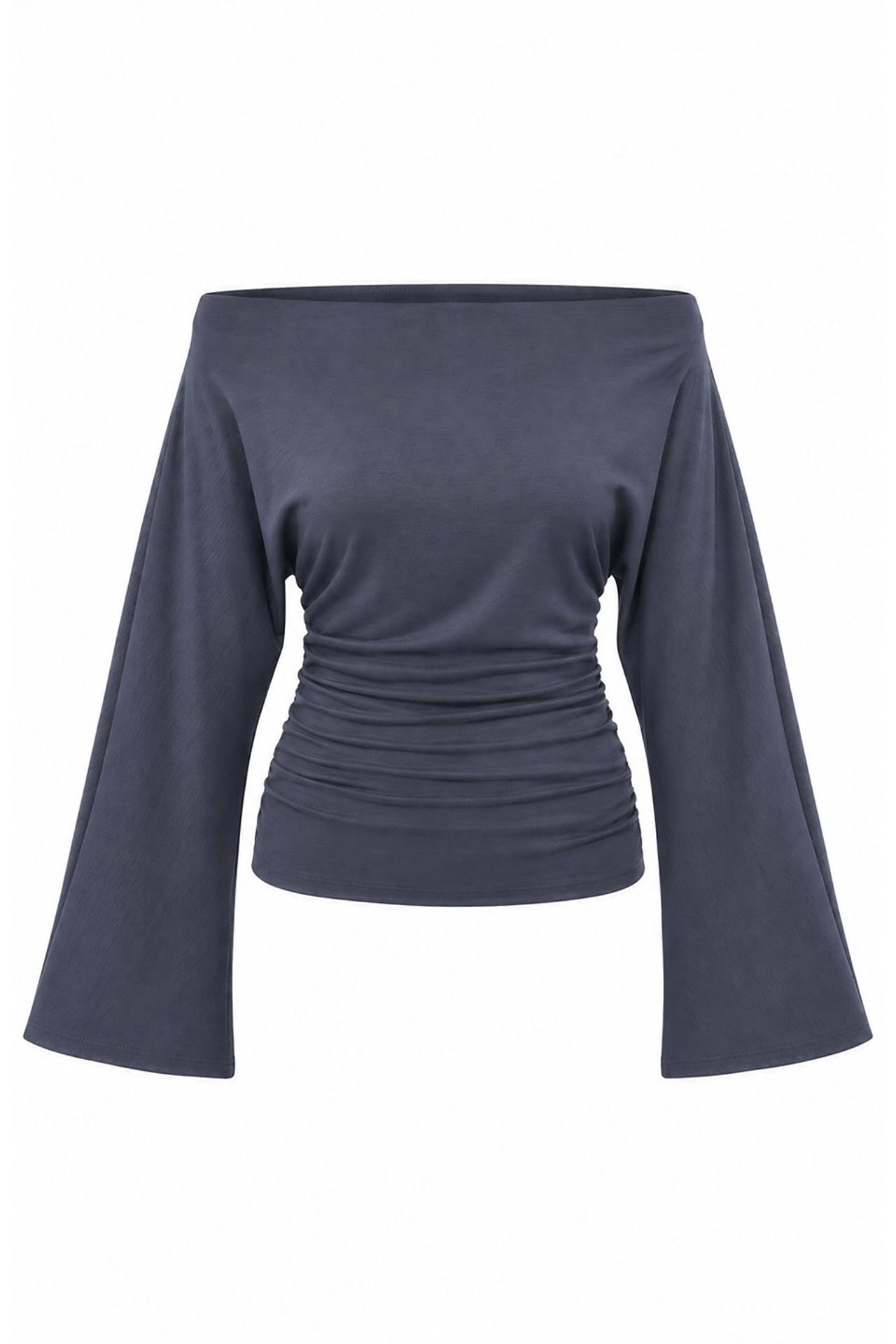 Boat Neck Batwing Sleeve Viscose Rib Knit Blouse 5
