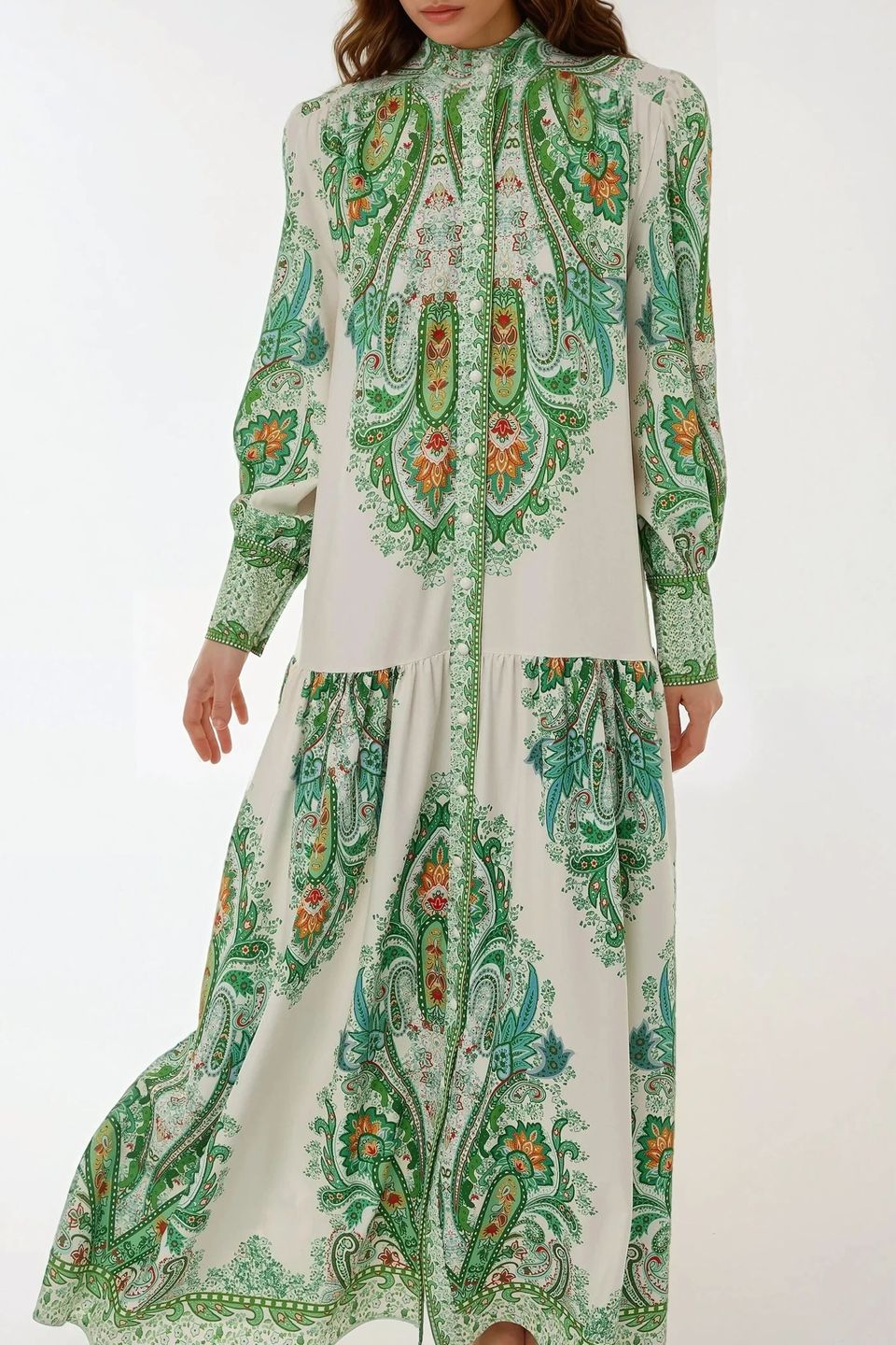 Printed Long Sleeve Maxi Dress 