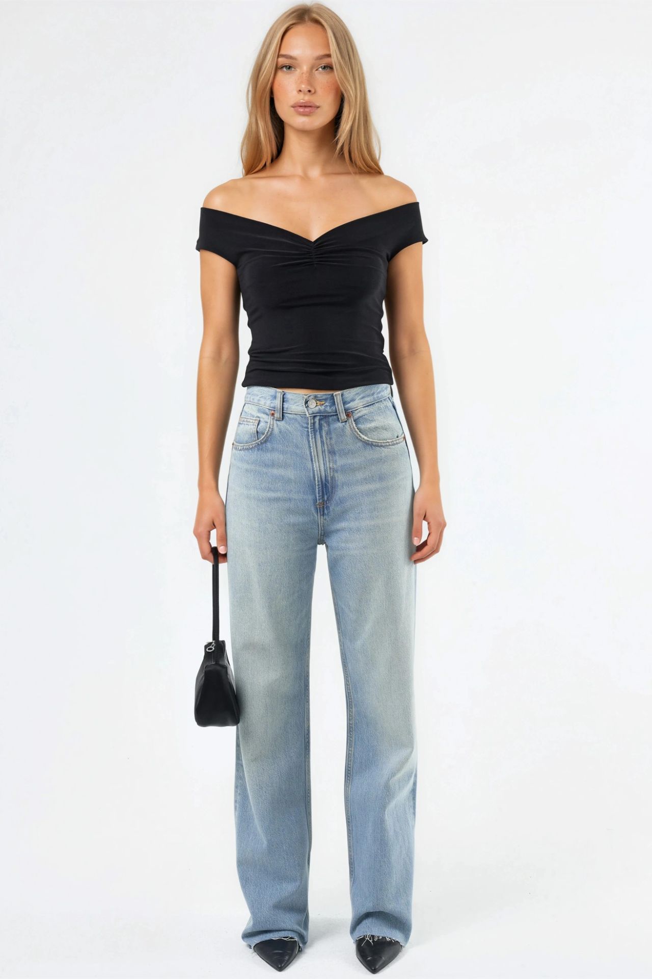 Off Shoulder Fitted Sandy Crop Top 4