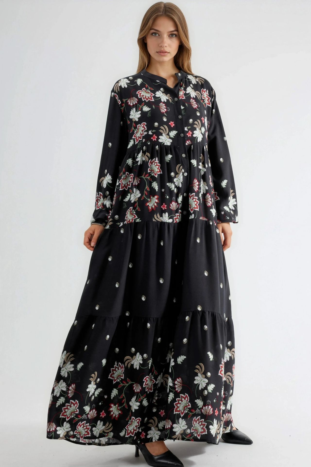 Patterned V-Neck Maxi Dress 5