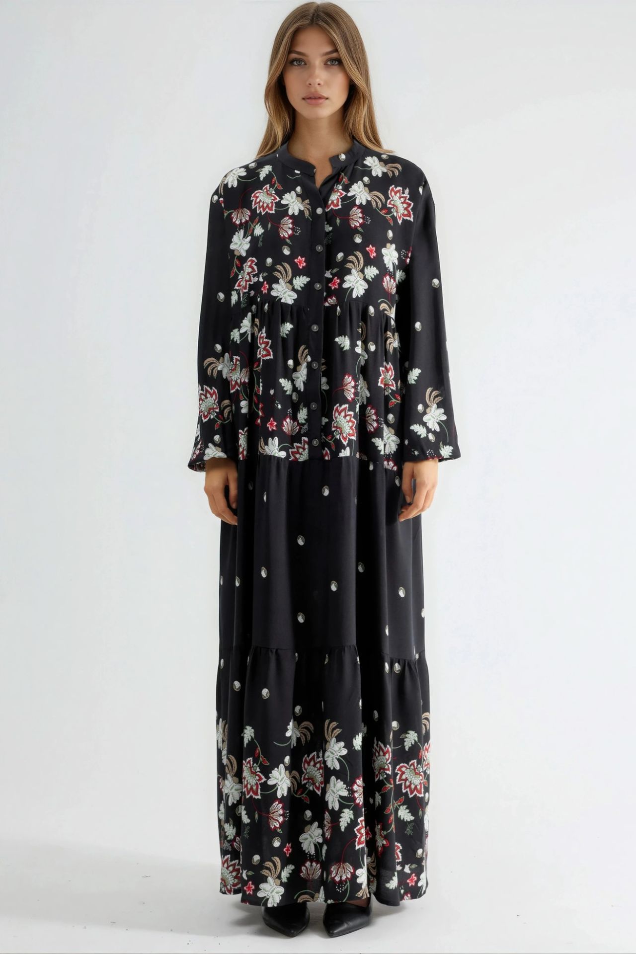 Patterned V-Neck Maxi Dress 7