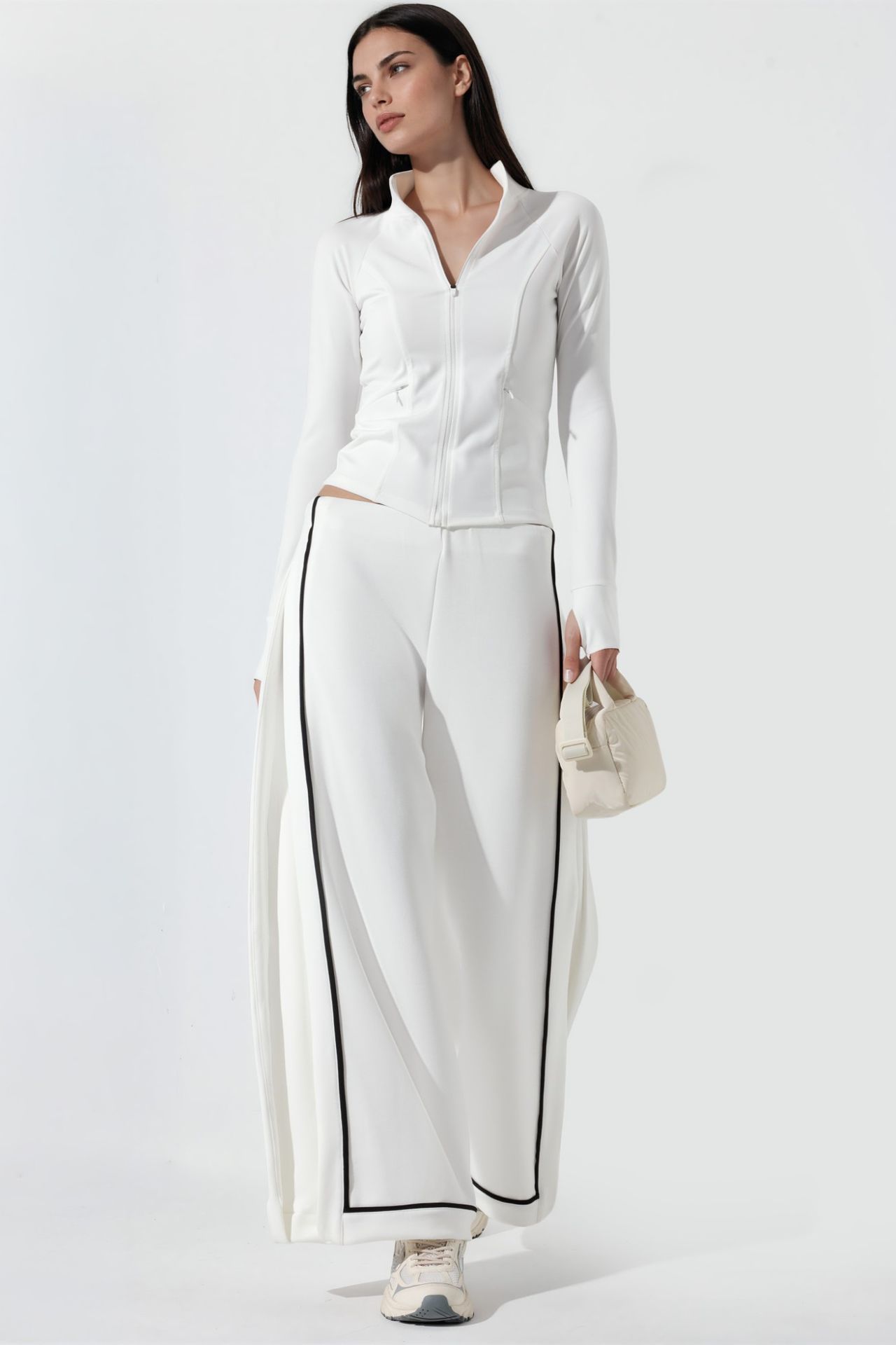 Contrast Binding Detail Modal Touch Wide Leg Pants 5