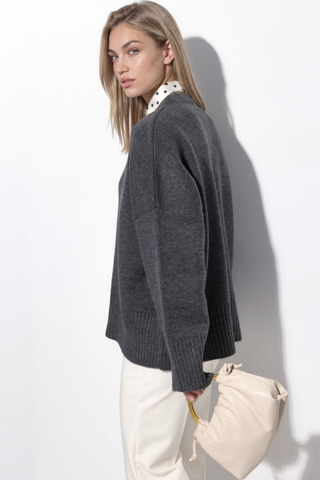 Oversized Crew Neck Knit Sweater 2