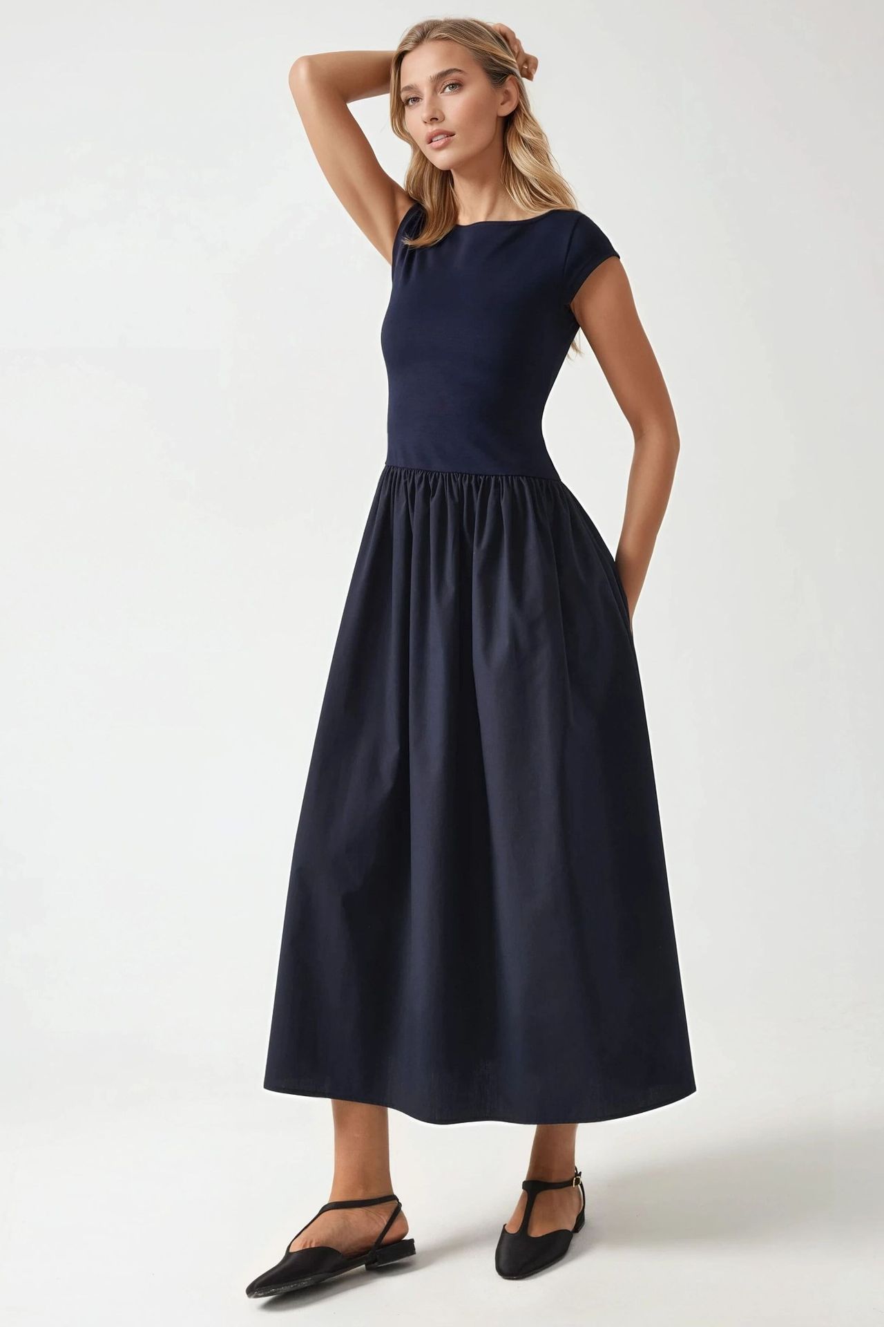 Contrast Midi Dress