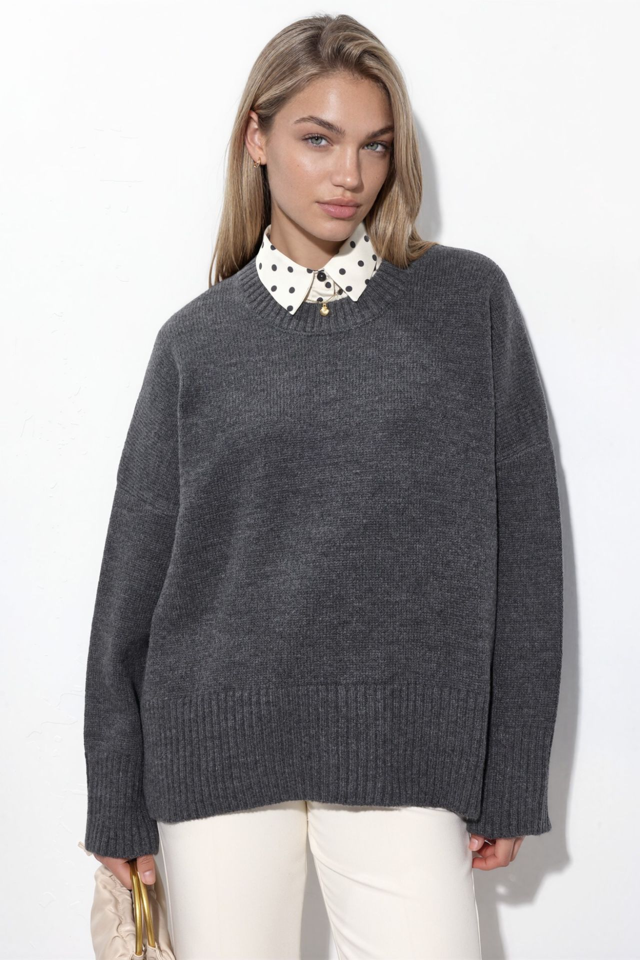 Oversized Crew Neck Knit Sweater 4