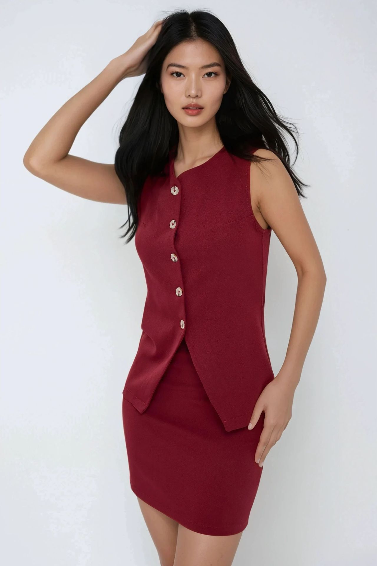 Fitted V-Neck Sleeveless Vest