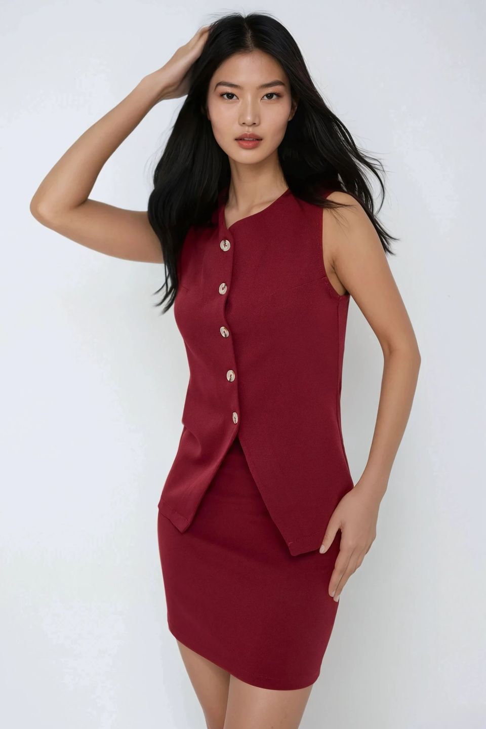 Fitted V-Neck Sleeveless Vest
