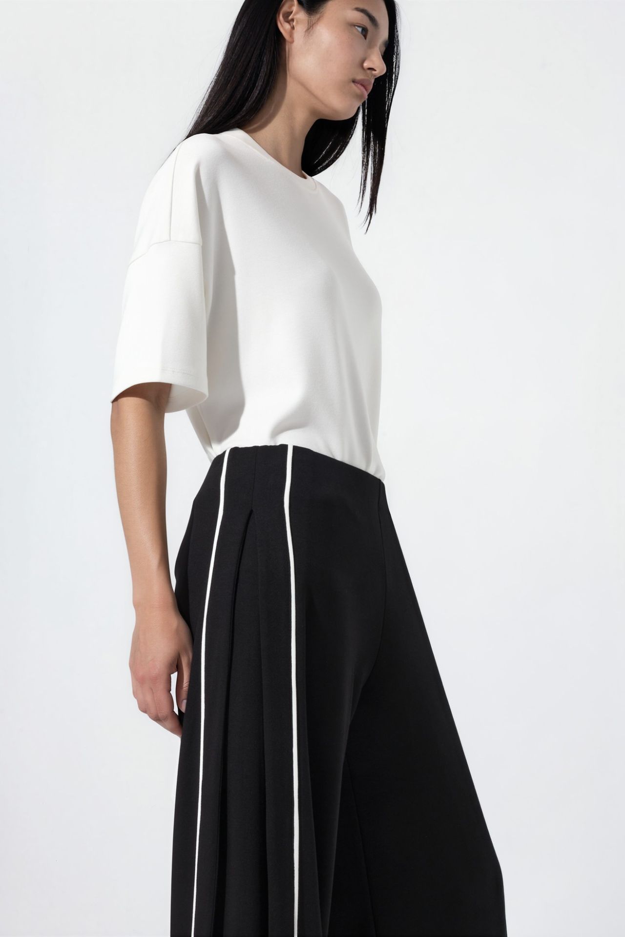 Contrast Binding Detail Modal Touch Wide Leg Pants 7